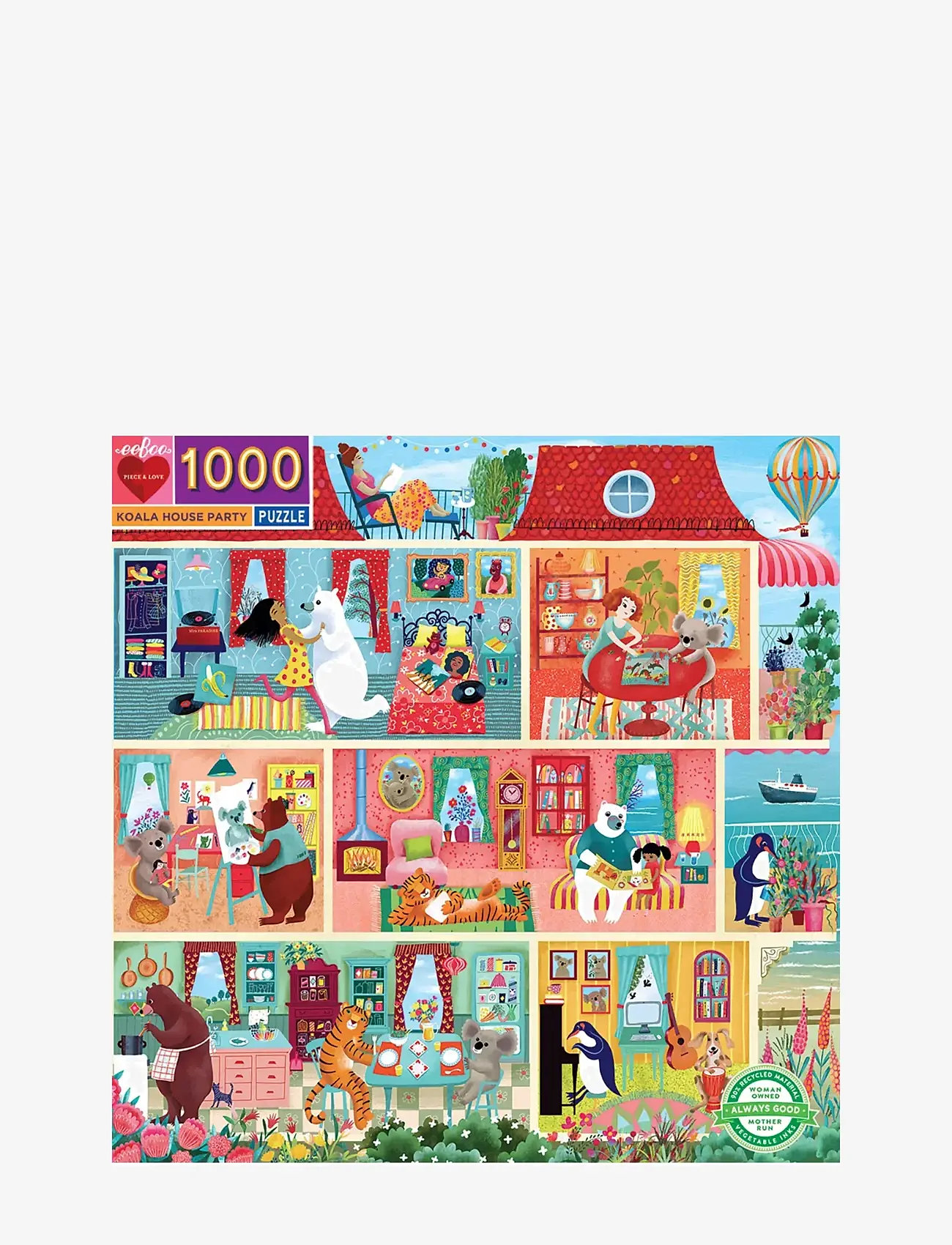 Eeboo - Puzzle 1000 pcs - Koala House Party - classic puzzles - multi - 0