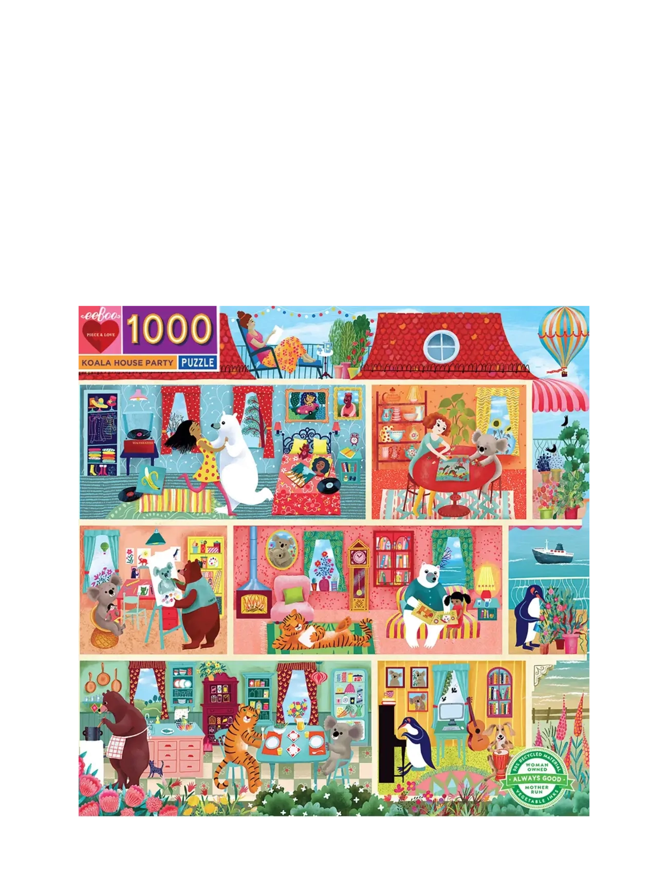 Eeboo Puzzle 1000 pcs - Koala House Party - 4 for 3 - MULTI / multi