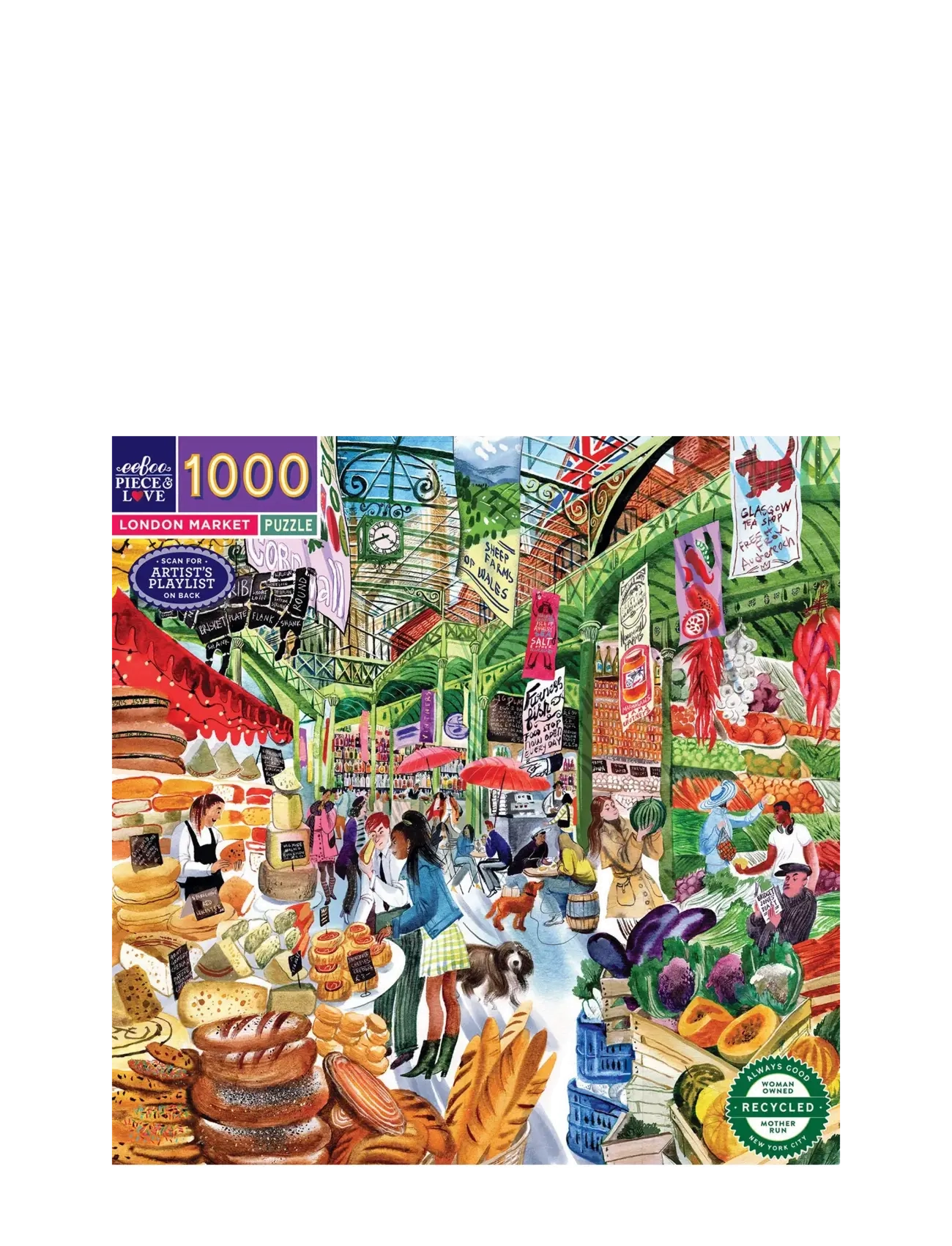 EEBOO Puzzle 1000 Pcs - London Market Patterned - One Size - Kinder