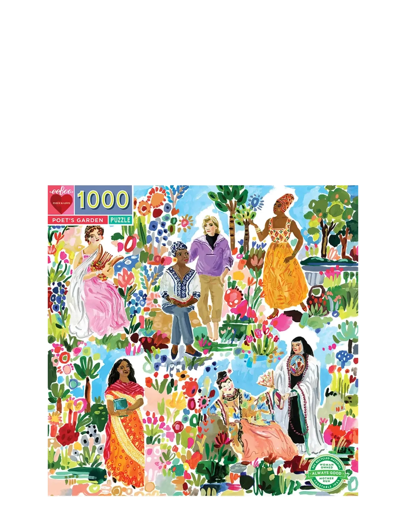 Eeboo Puzzle 1000 Pcs Poet's Garden, Børn, Classic Puslespil, Multi/mønstret, Str: ONE SIZE