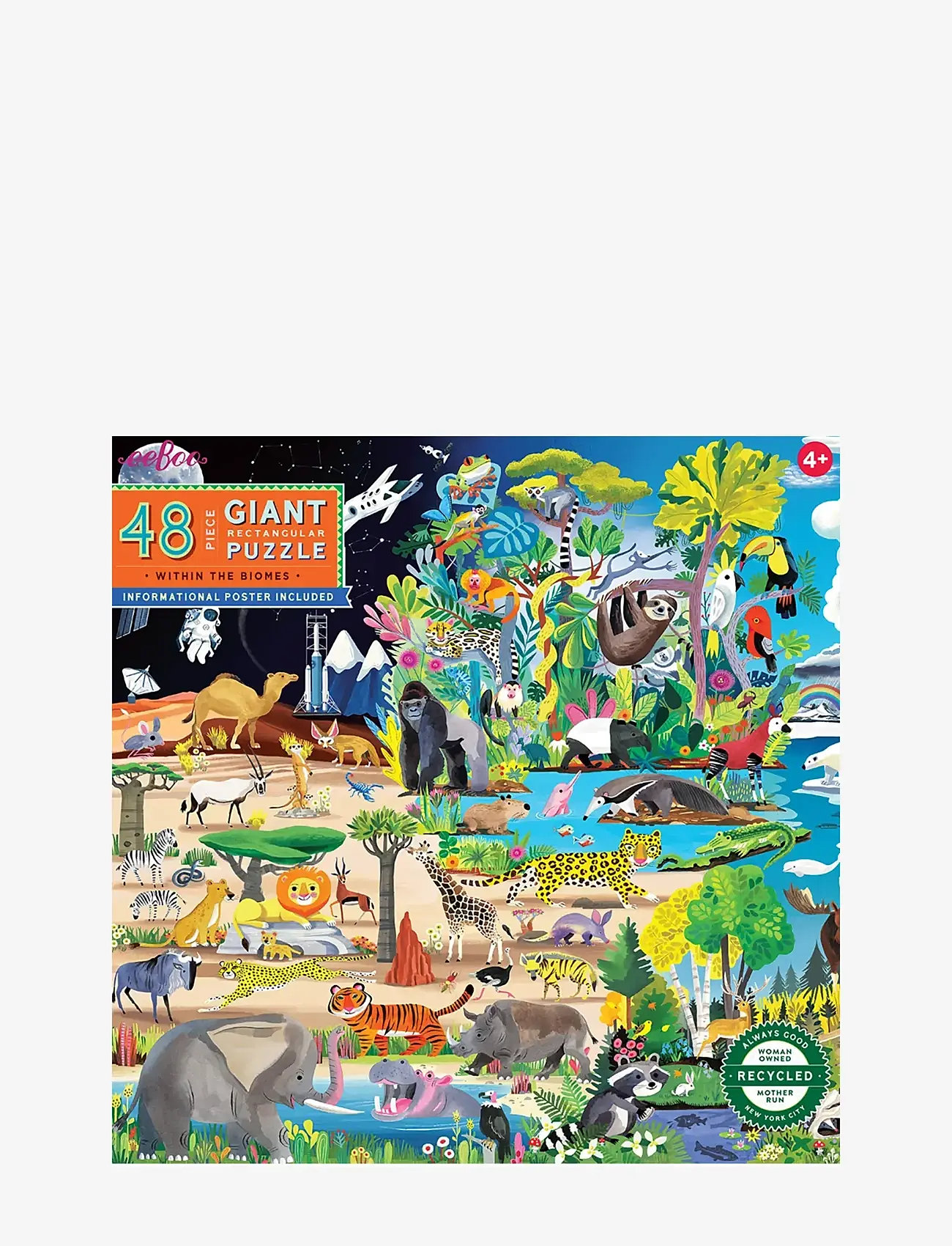 Eeboo - Giant Puzzle 48 pcs - Within The Biome - klassiske puslespil - multi - 0