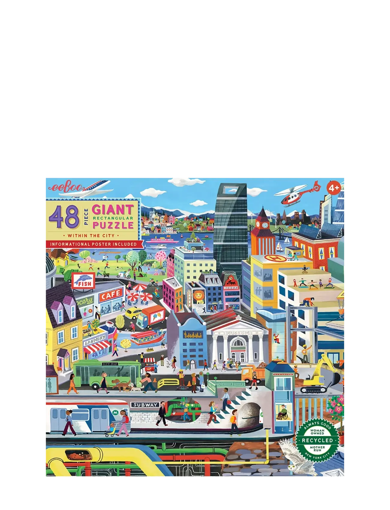 Eeboo Giant Puzzle 48 Pcs - Within The City, One Size, Multi/patterned, Puslespil > Klassiske Puslespil, Børn