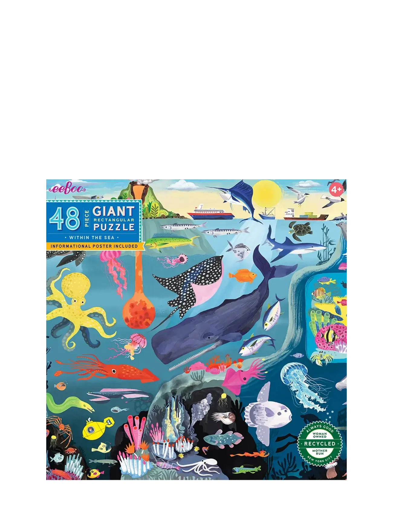 Eeboo Giant Puzzle 48 Pcs - Within The Sea, One Size, Multi/patterned, Puslespil > Klassiske Puslespil, Børn