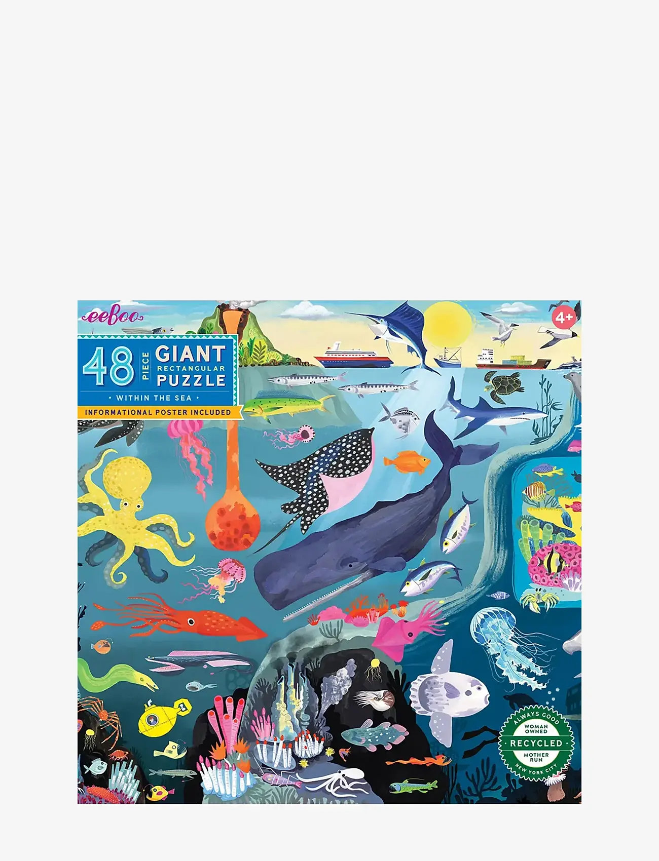 Eeboo - Giant Puzzle 48 pcs - Within the Sea - klassiske puslespil - multi - 0