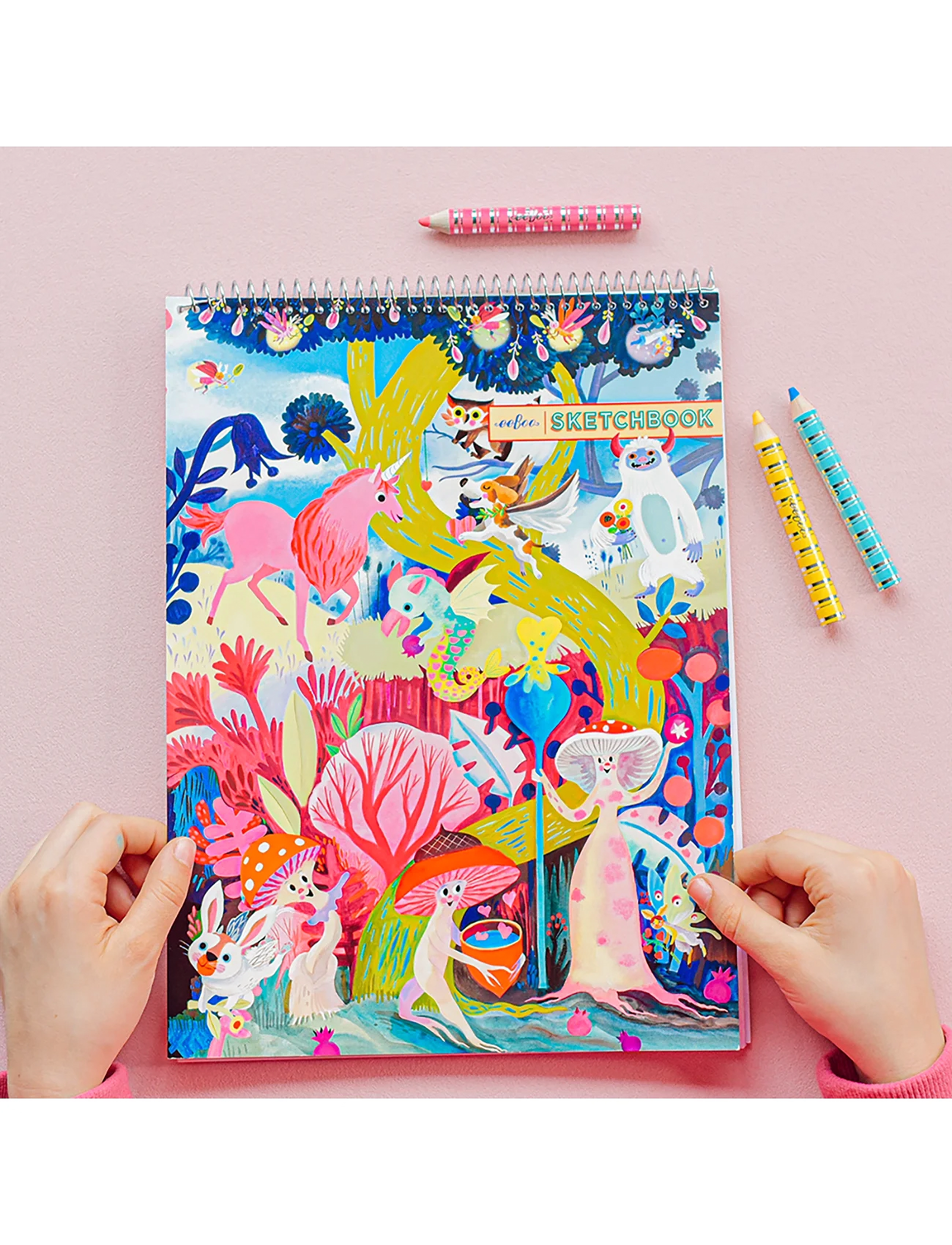 Eeboo Sketchbook - Magical Creatures, One Size, Multi/patterned, Tegning > Malebøger Og Håndarbejdsbøger, Børn