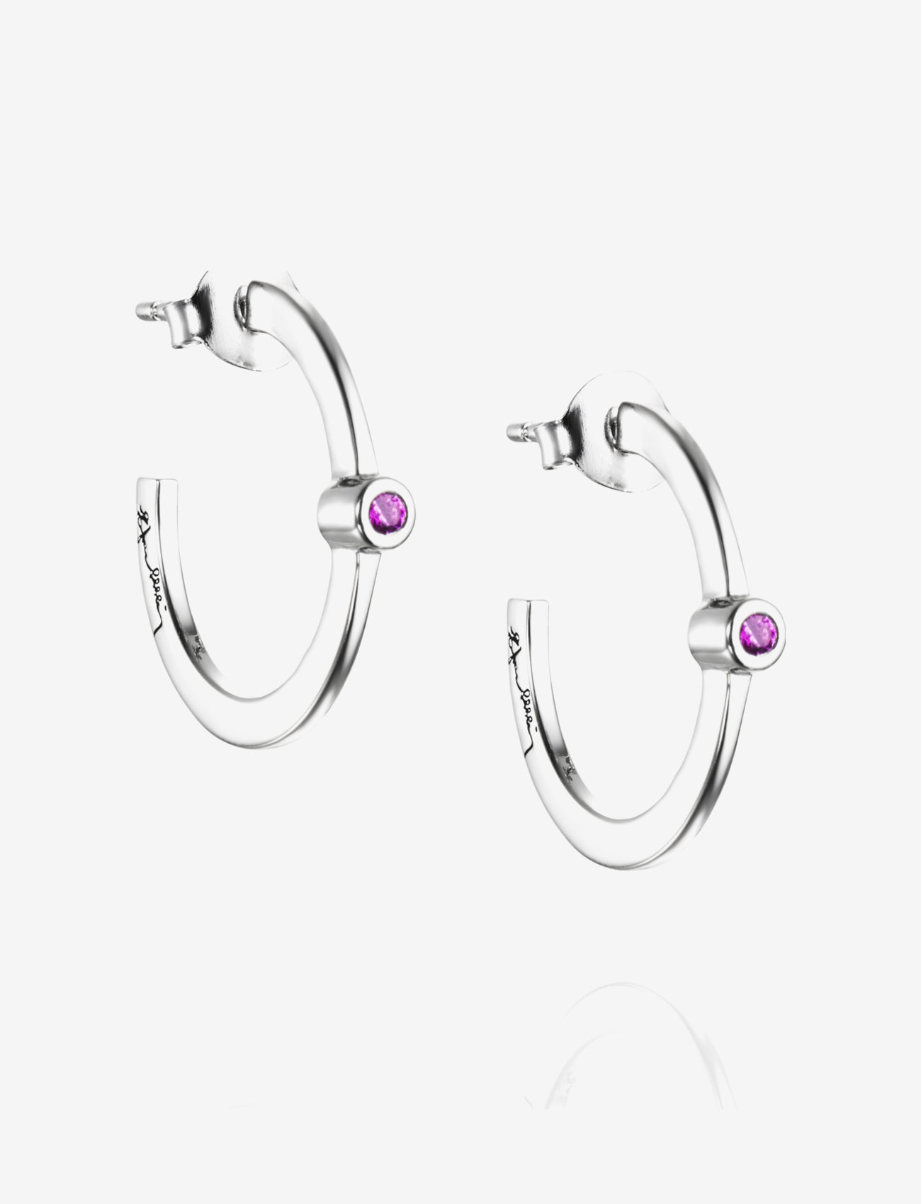 Efva Attling - Micro Blink Hoops - Pink Sapphire - silver - 0