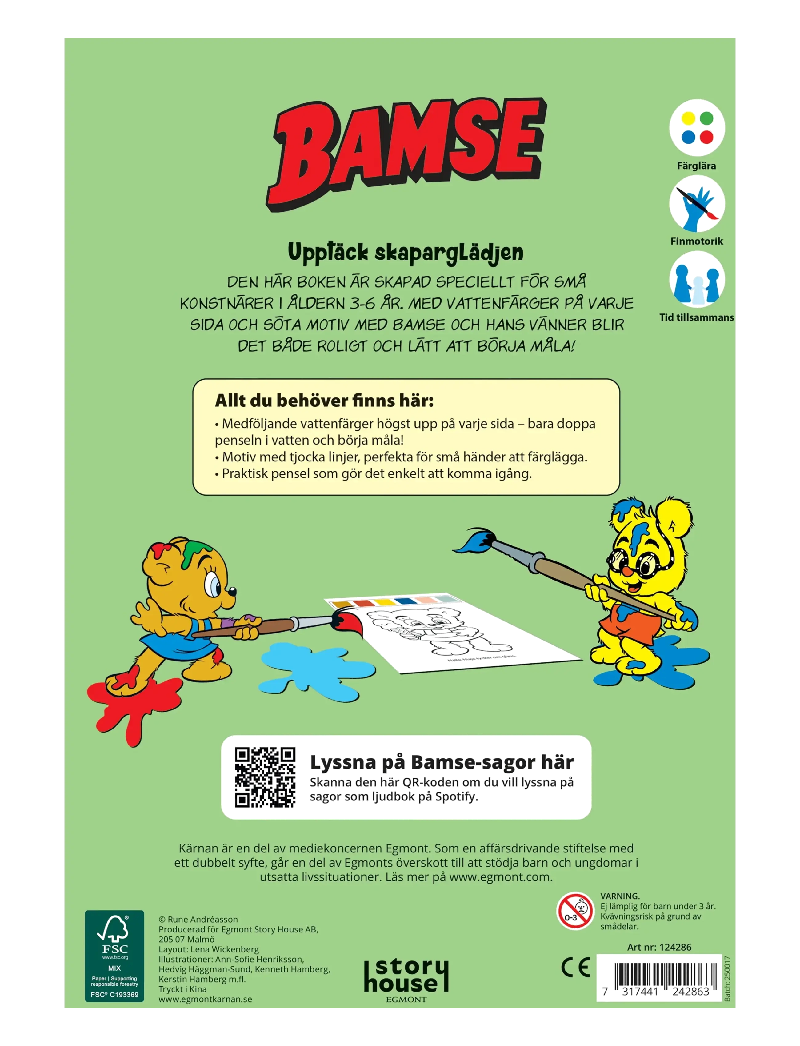 Kärnan - MIN FÖRSTA MÅLARBOK BAMSE MED VATTENFÄRGER - lita- og föndurbækur - green - 1