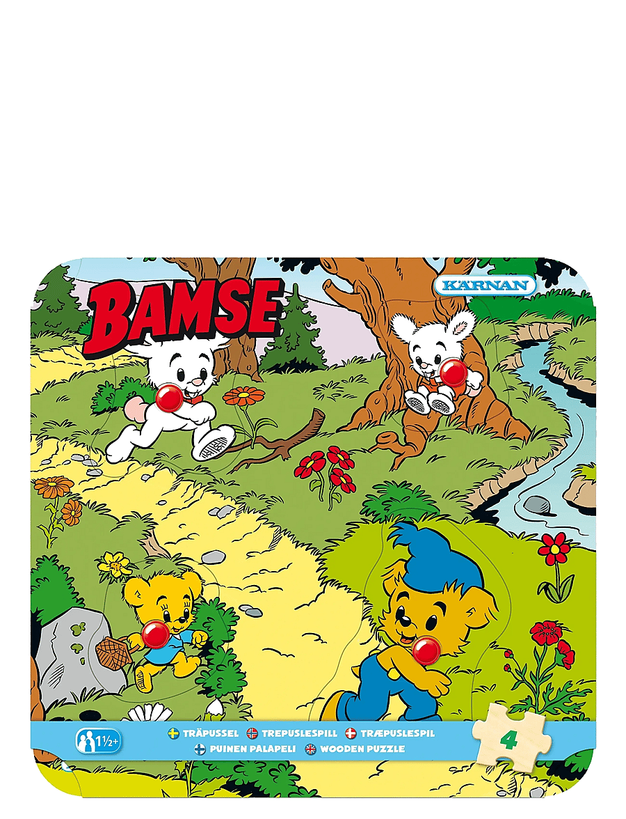 Kärnan - KNOPPUSSEL AV TRÄ 4 BITAR BAMSE I SKOGEN - träpussel - multi - 0