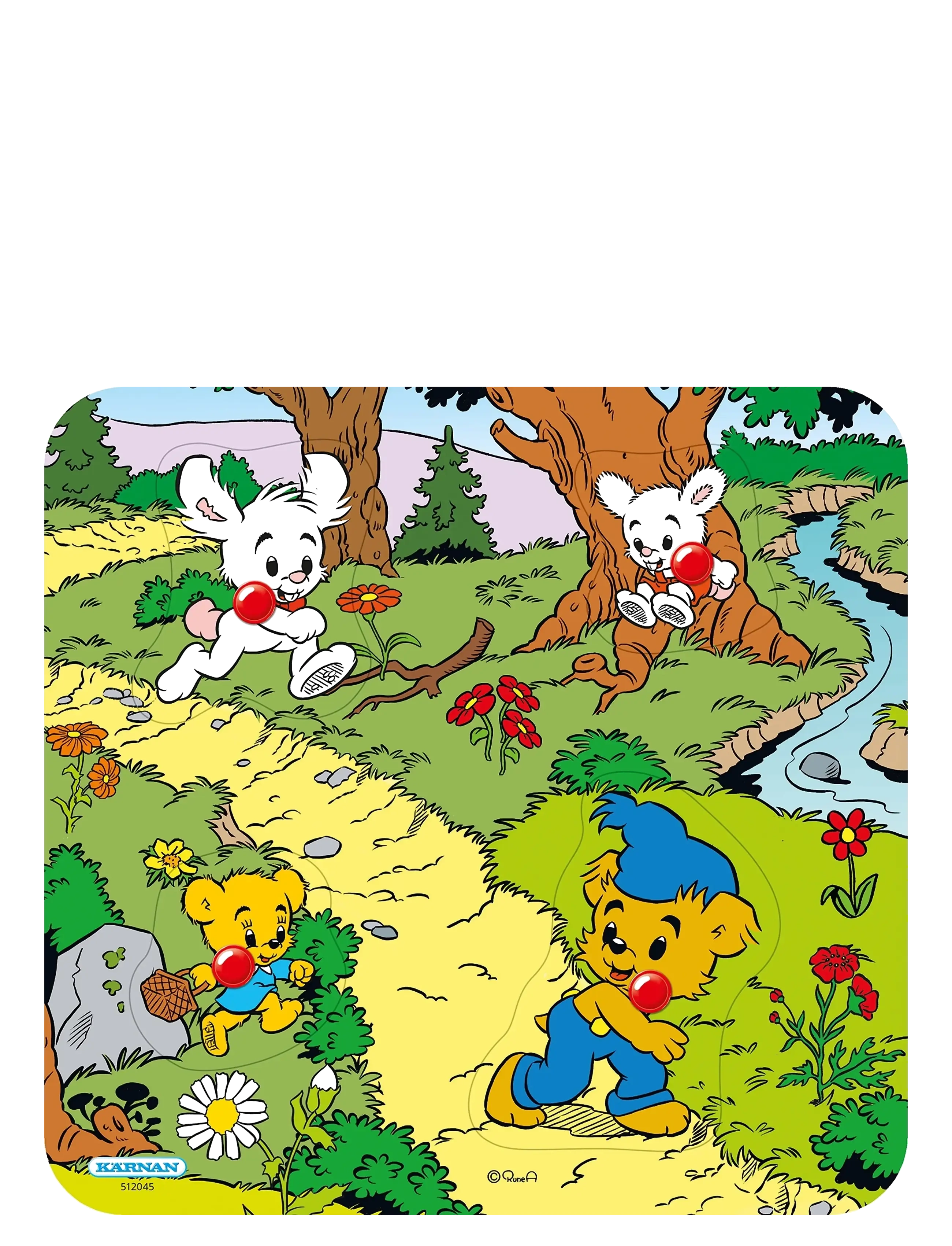 Kärnan - KNOPPUSSEL AV TRÄ 4 BITAR BAMSE I SKOGEN - träpussel - multi - 1