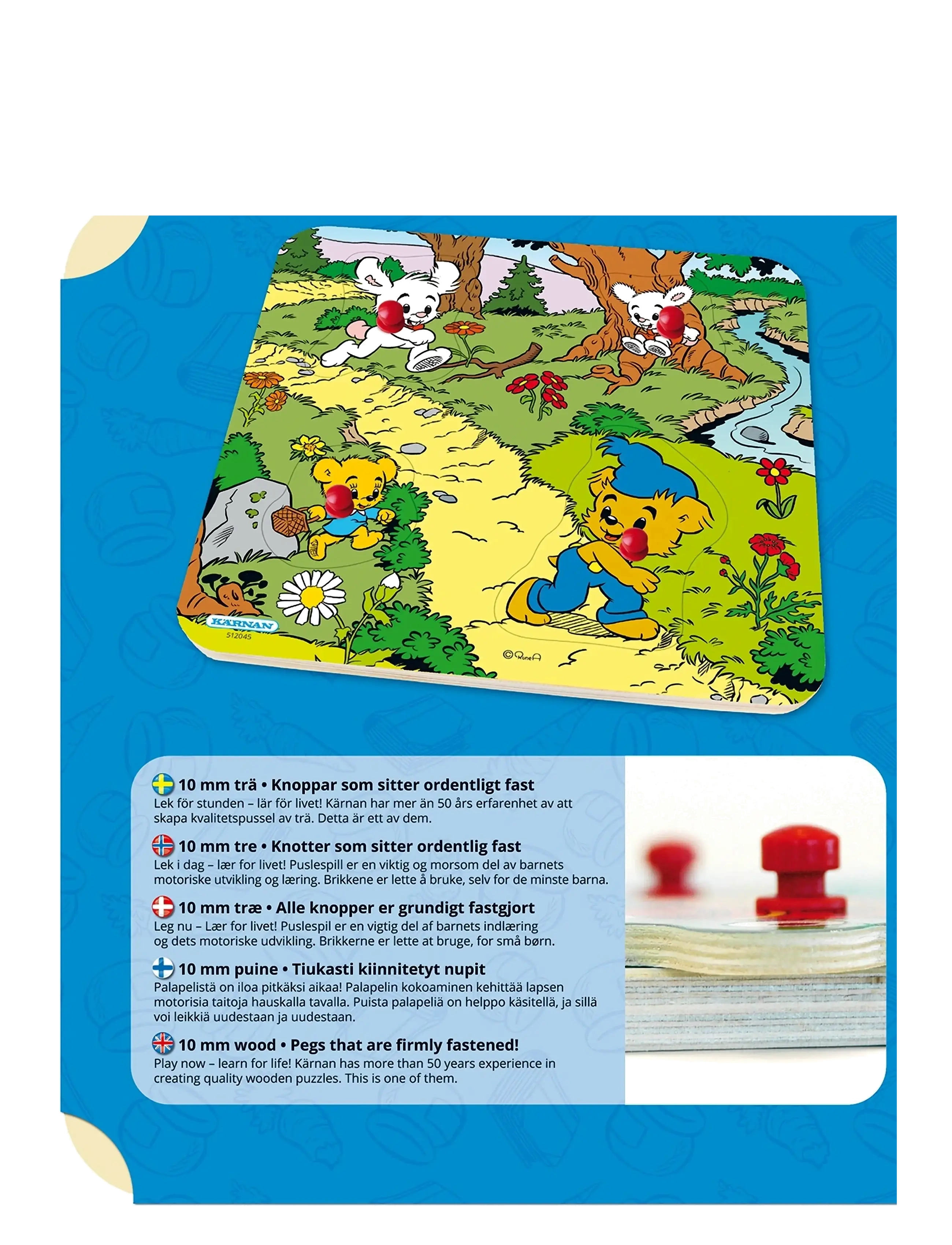 Kärnan - KNOPPUSSEL AV TRÄ 4 BITAR BAMSE I SKOGEN - träpussel - multi - 2