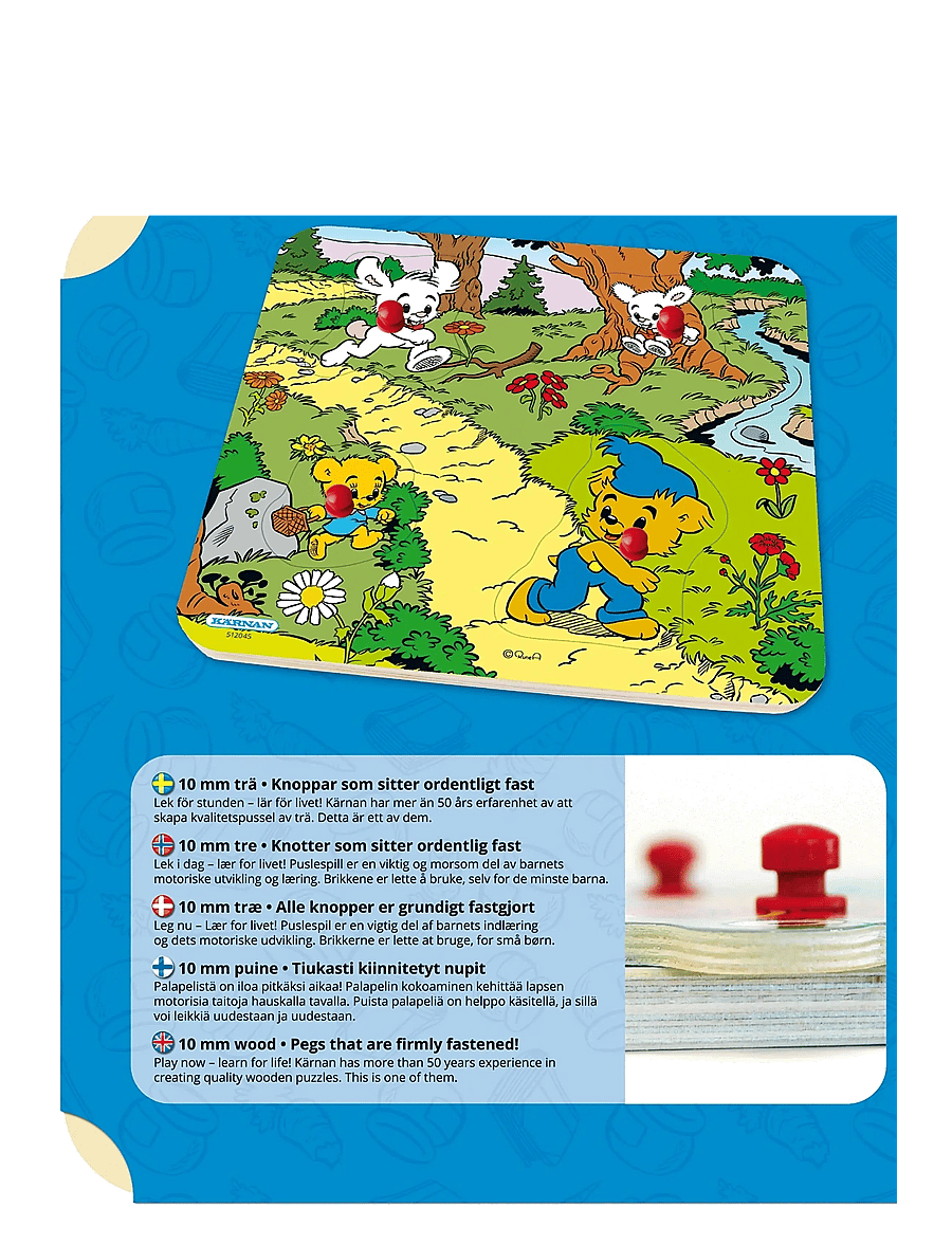 Kärnan - KNOPPUSSEL AV TRÄ 4 BITAR BAMSE I SKOGEN - träpussel - multi - 2