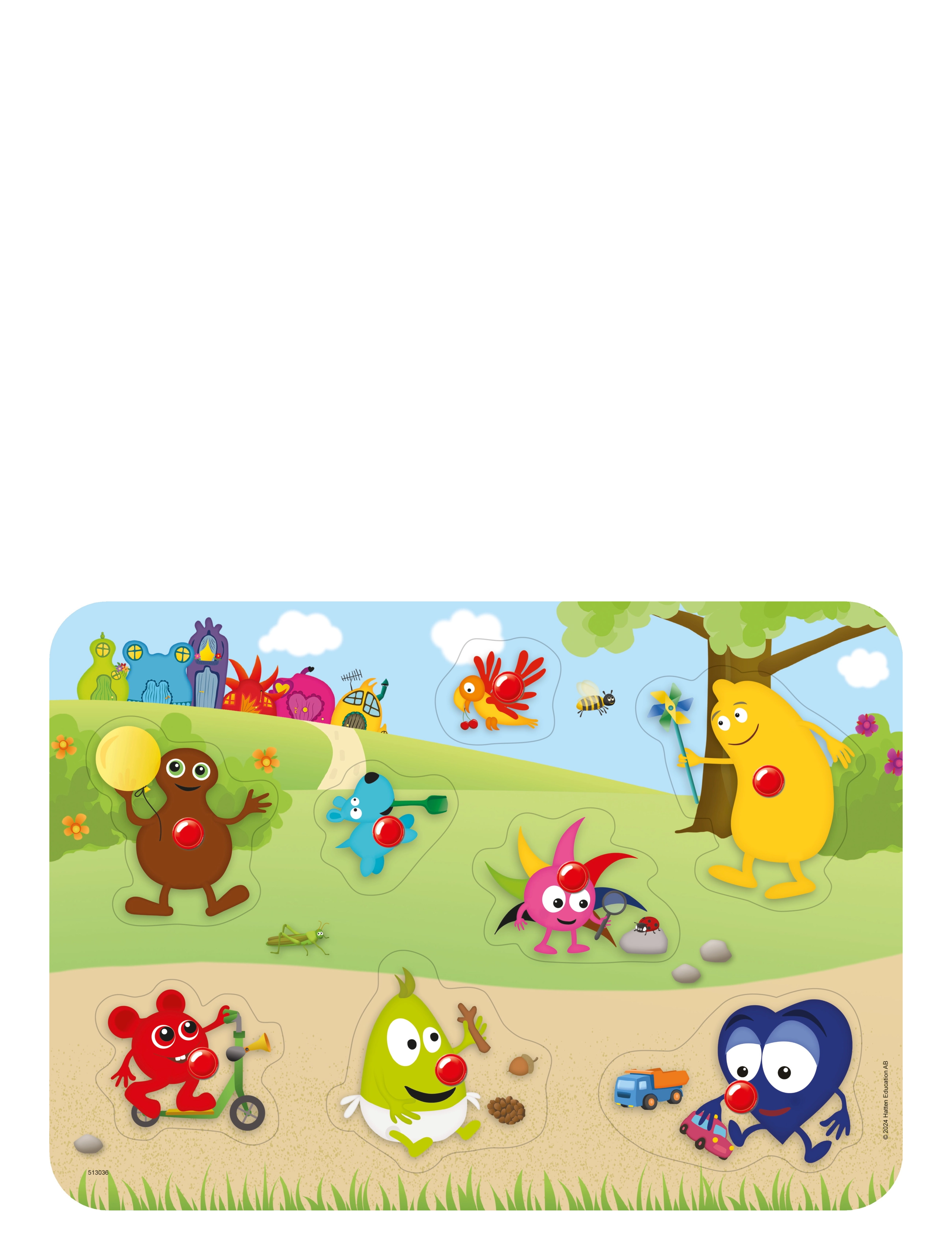 Kärnan KNOPPUSSEL AV TRÄ 8 BITAR BABBLARNA - Knoppussel - MULTI / multi