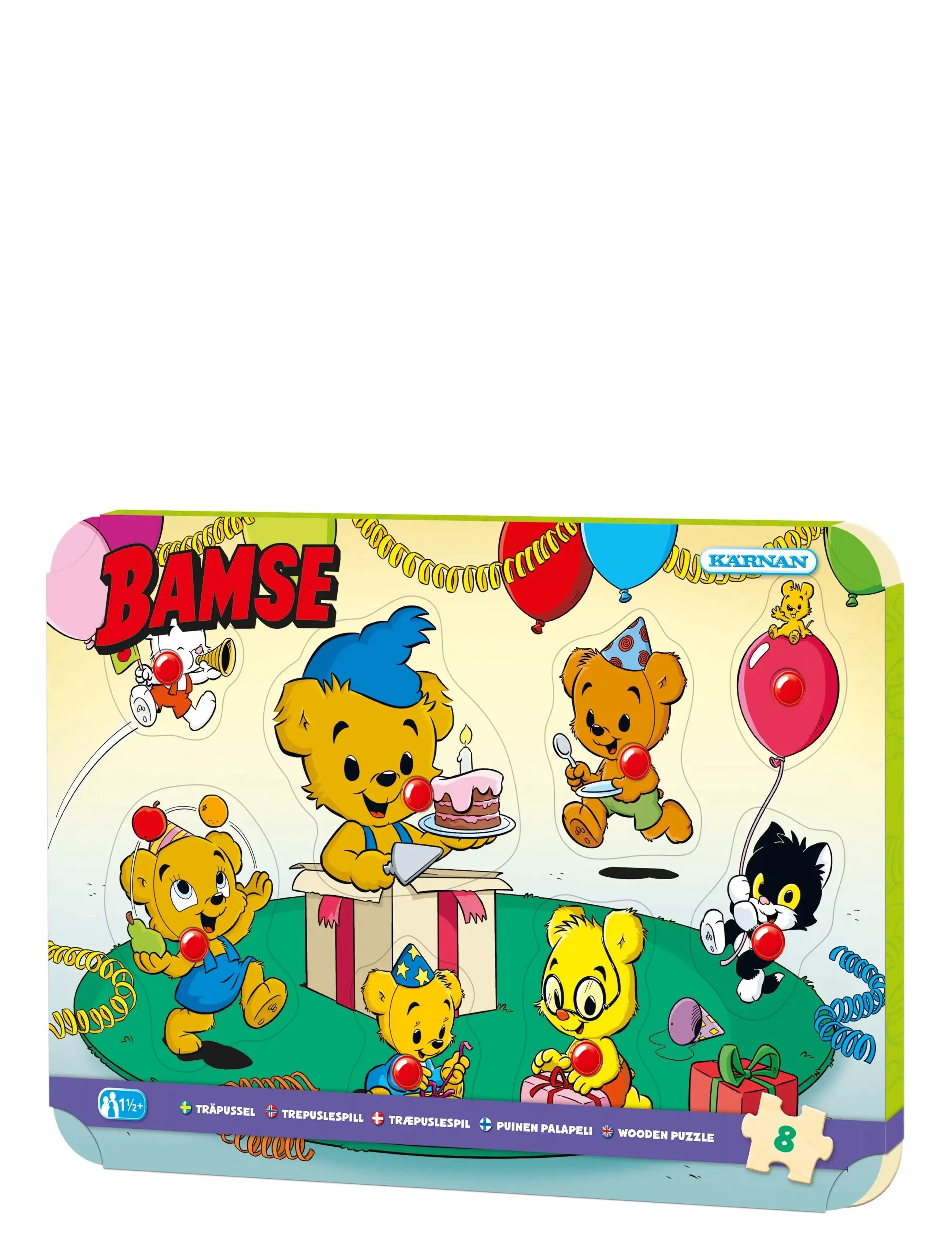 Kärnan - KNOPPUSSEL AV TRÄ 8 BITAR BAMSE - träpussel - multi - 1
