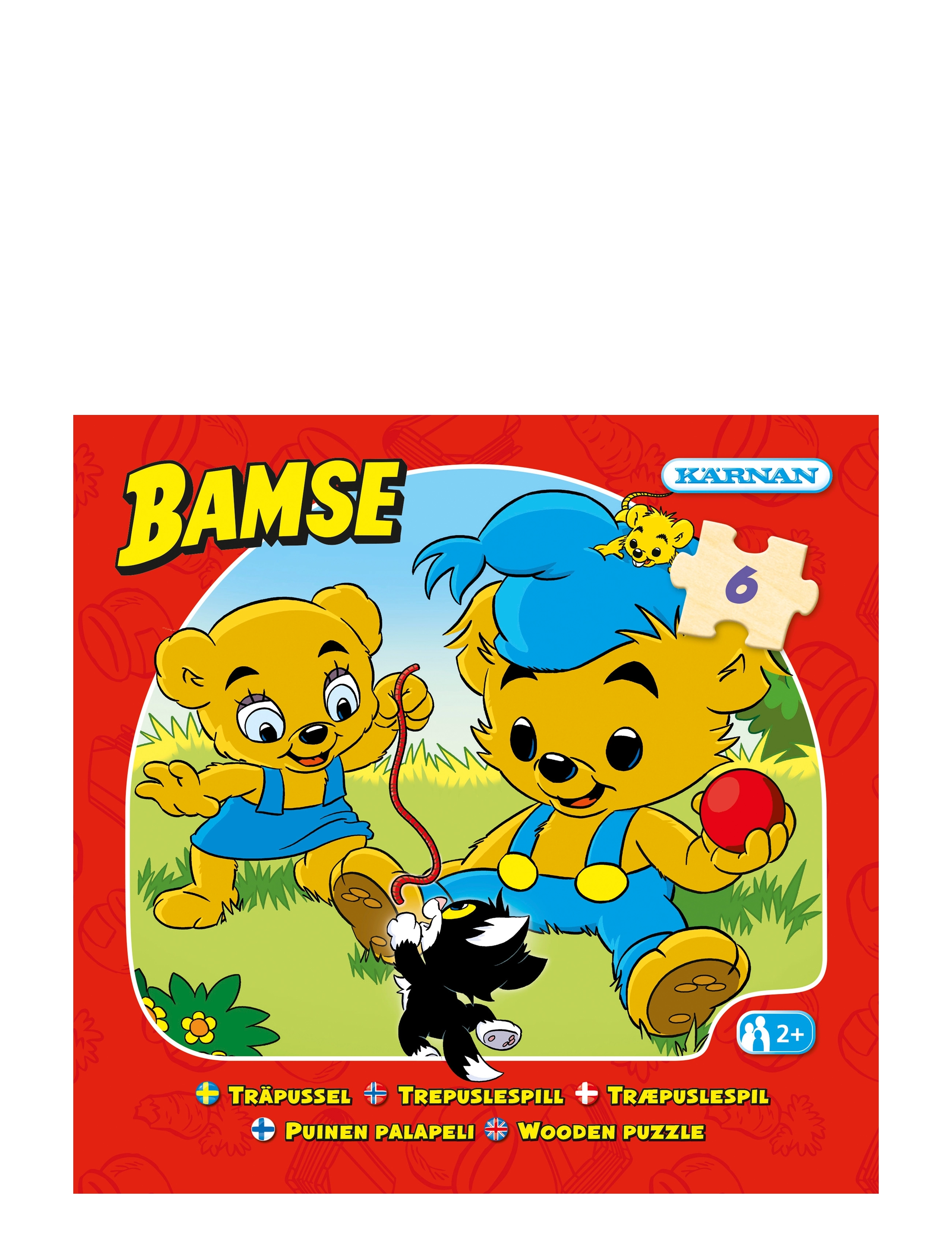 Kärnan - Askpussel i trä Bamse 6 bitar - red - 0