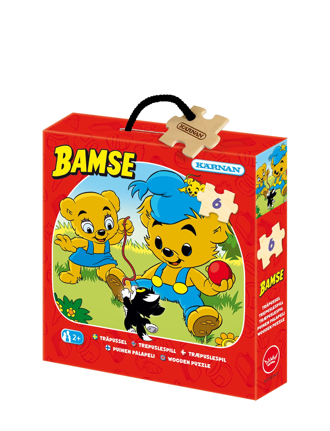Kärnan ASKPUSSEL AV TRÄ 6 BITAR BAMSE - 4 for 3 - MULTI / multi