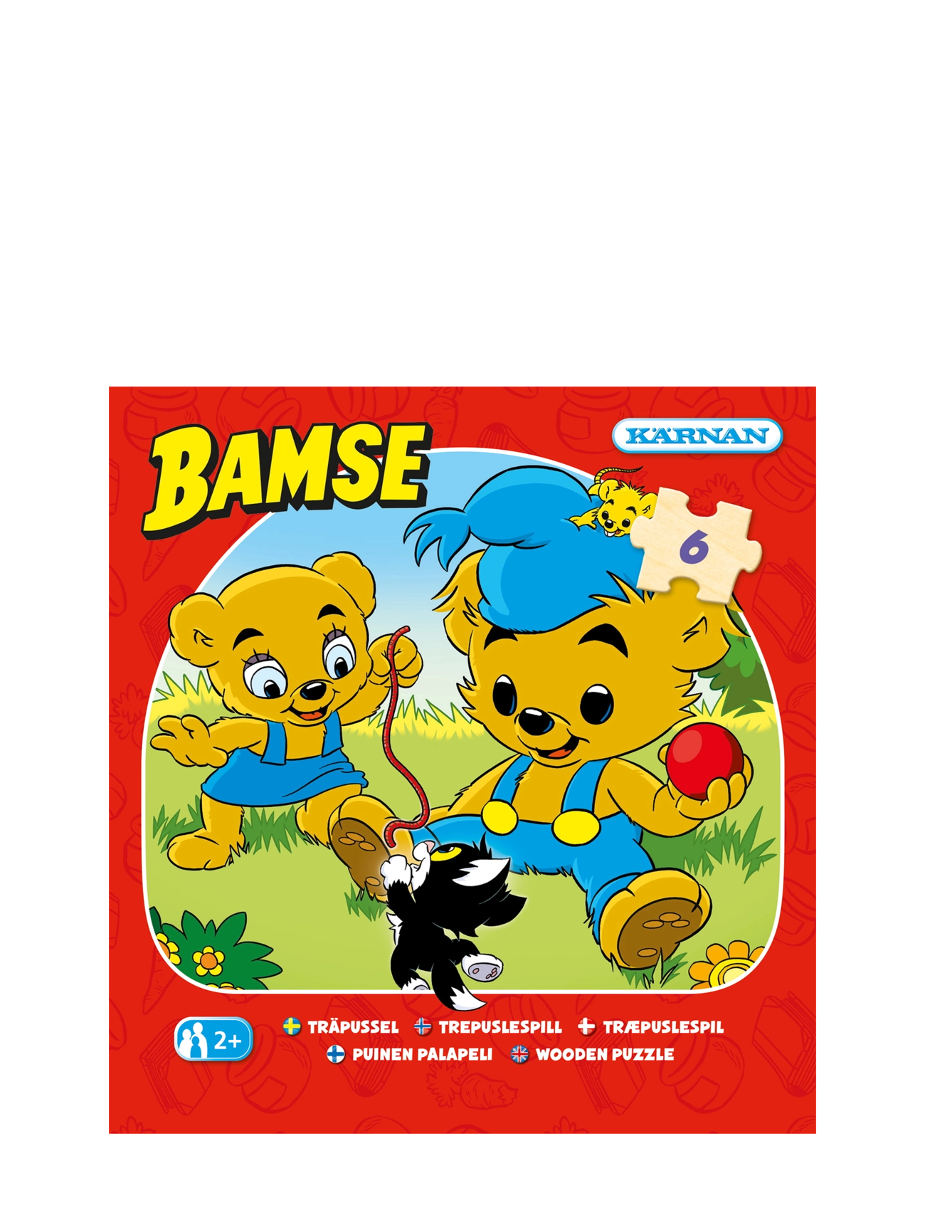 Kärnan - ASKPUSSEL AV TRÄ 6 BITAR BAMSE - träpussel - multi - 1