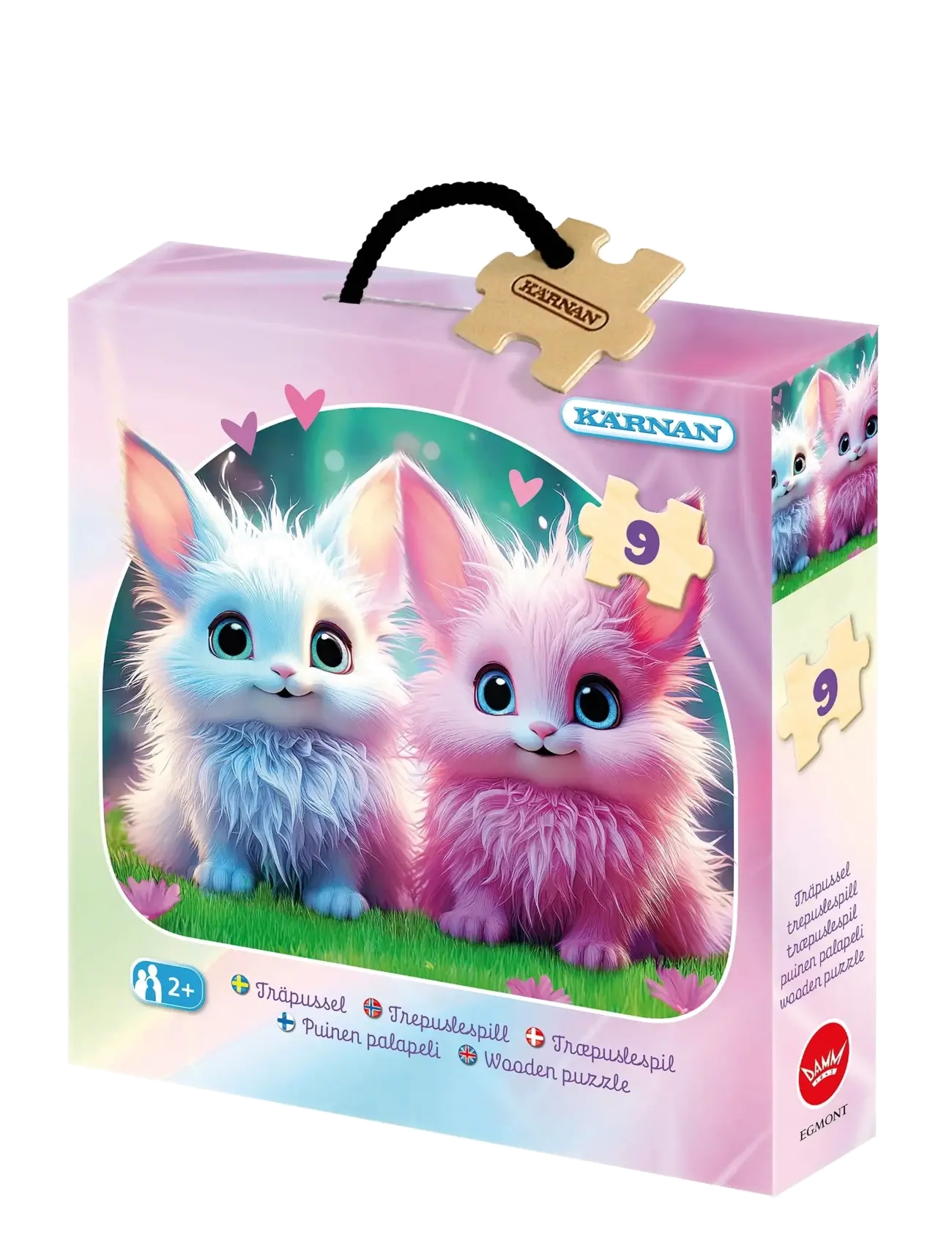 Kärnan TRÄPUSSEL 9 BITAR FANTASIDJUR - Julklappar till barn - MULTI / pink/rose