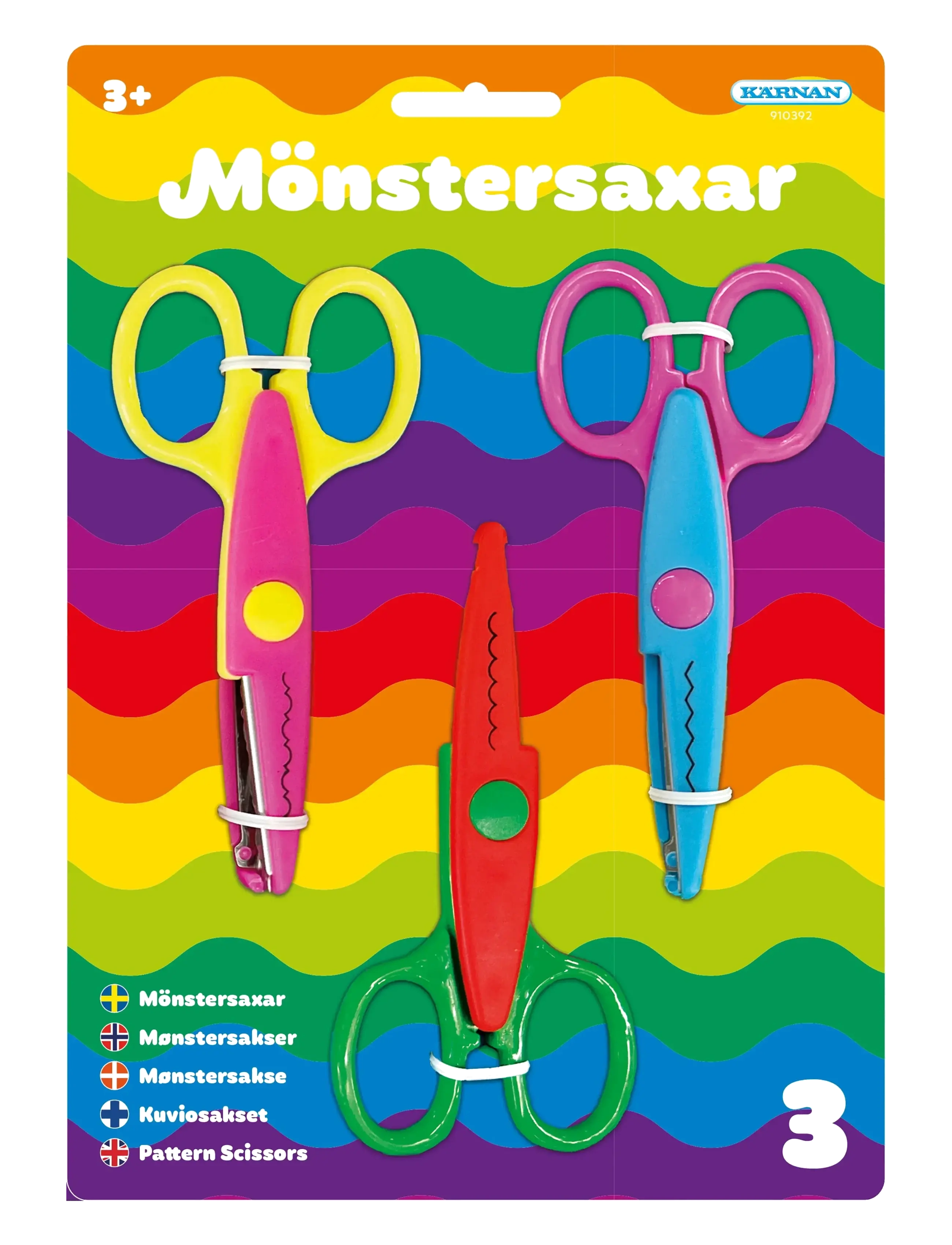 Kärnan MÖNSTERSAXAR 3ST - Skrivset - MULTI / yellow