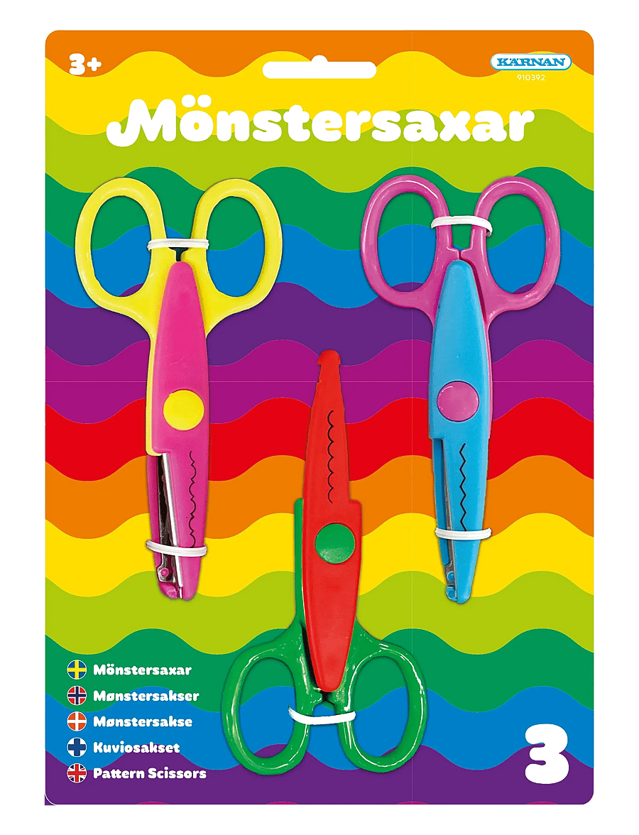 Kärnan - MÖNSTERSAXAR 3ST - skrivset - multi - 0