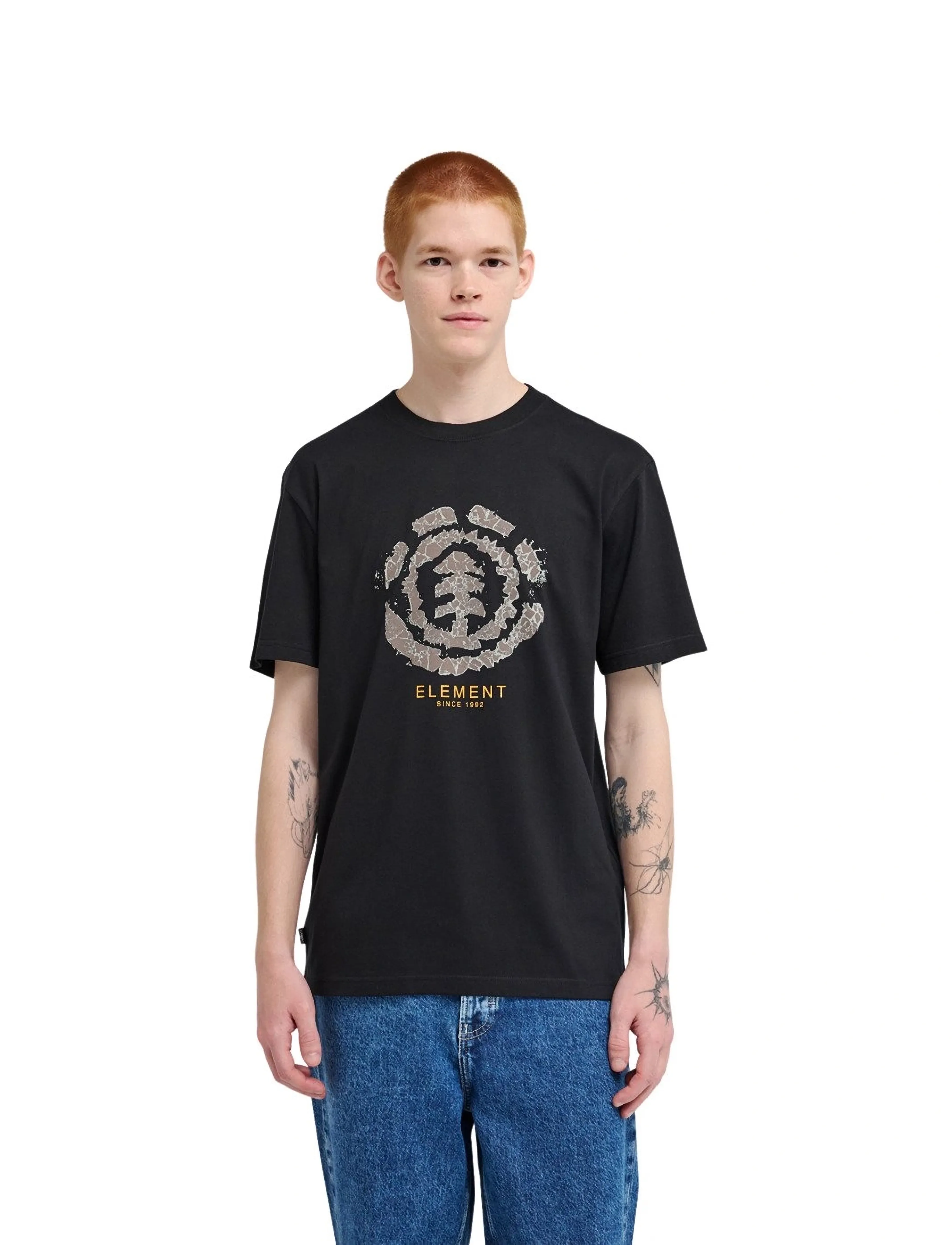Element Rokys Ss, L, Sport Oberteile, Schwarz - T-shirts, Männer
