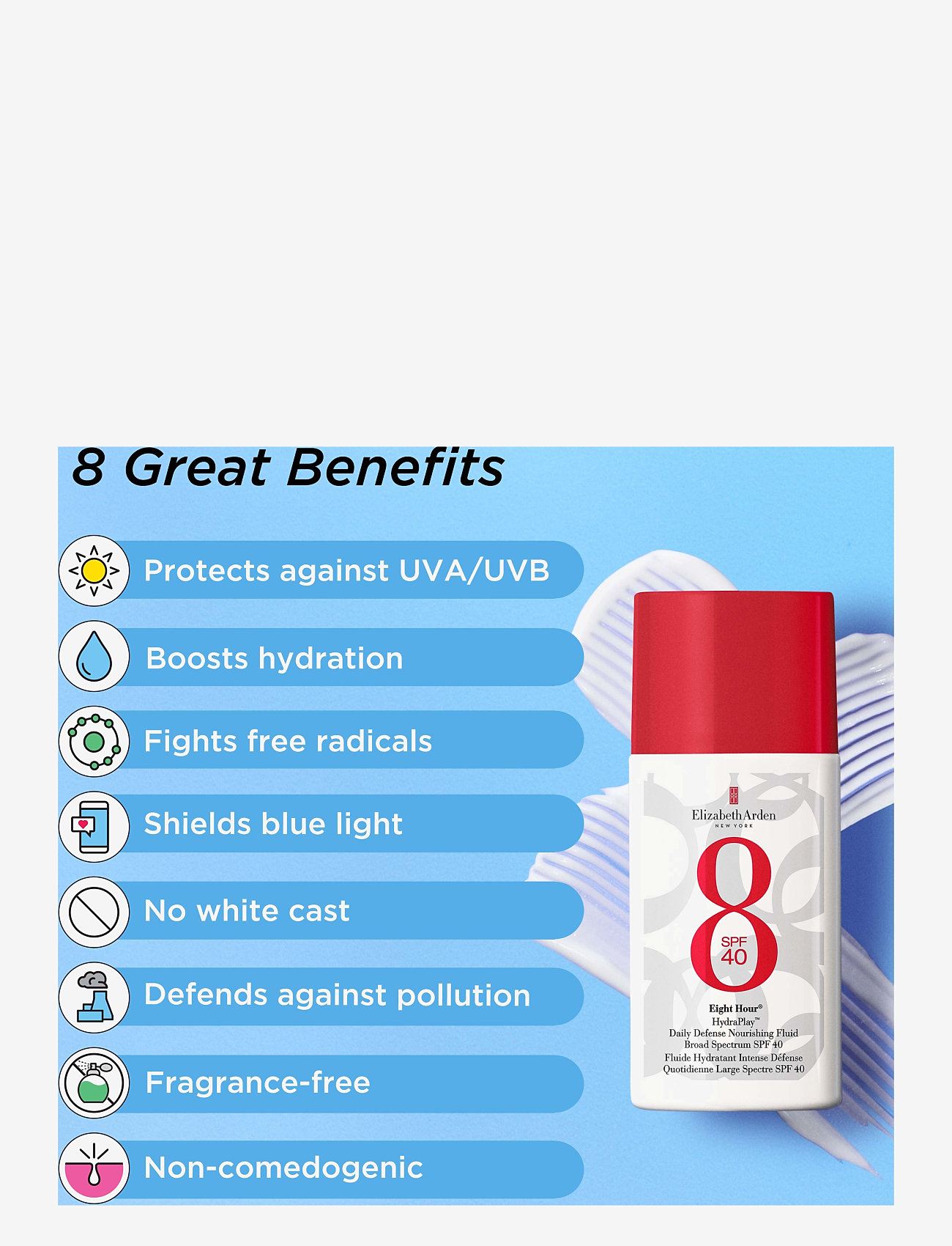 Elizabeth Arden - Eight Hour Sun Hydraplay daily defense spf40 50.00 ML - til kroppen - clear - 5