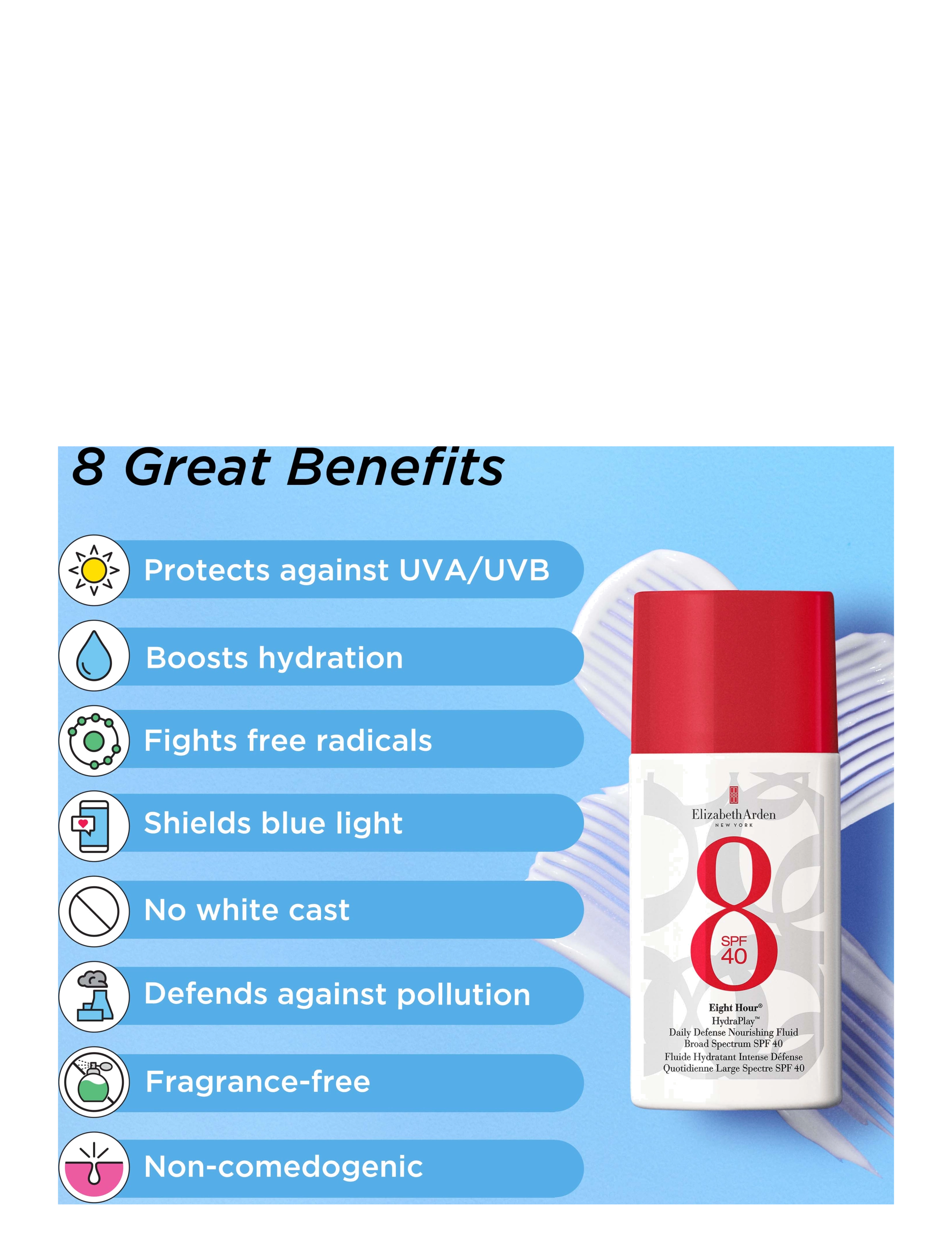 Elizabeth Arden - Eight Hour Sun Hydraplay daily defense spf40 50.00 ML - til kroppen - clear - 5