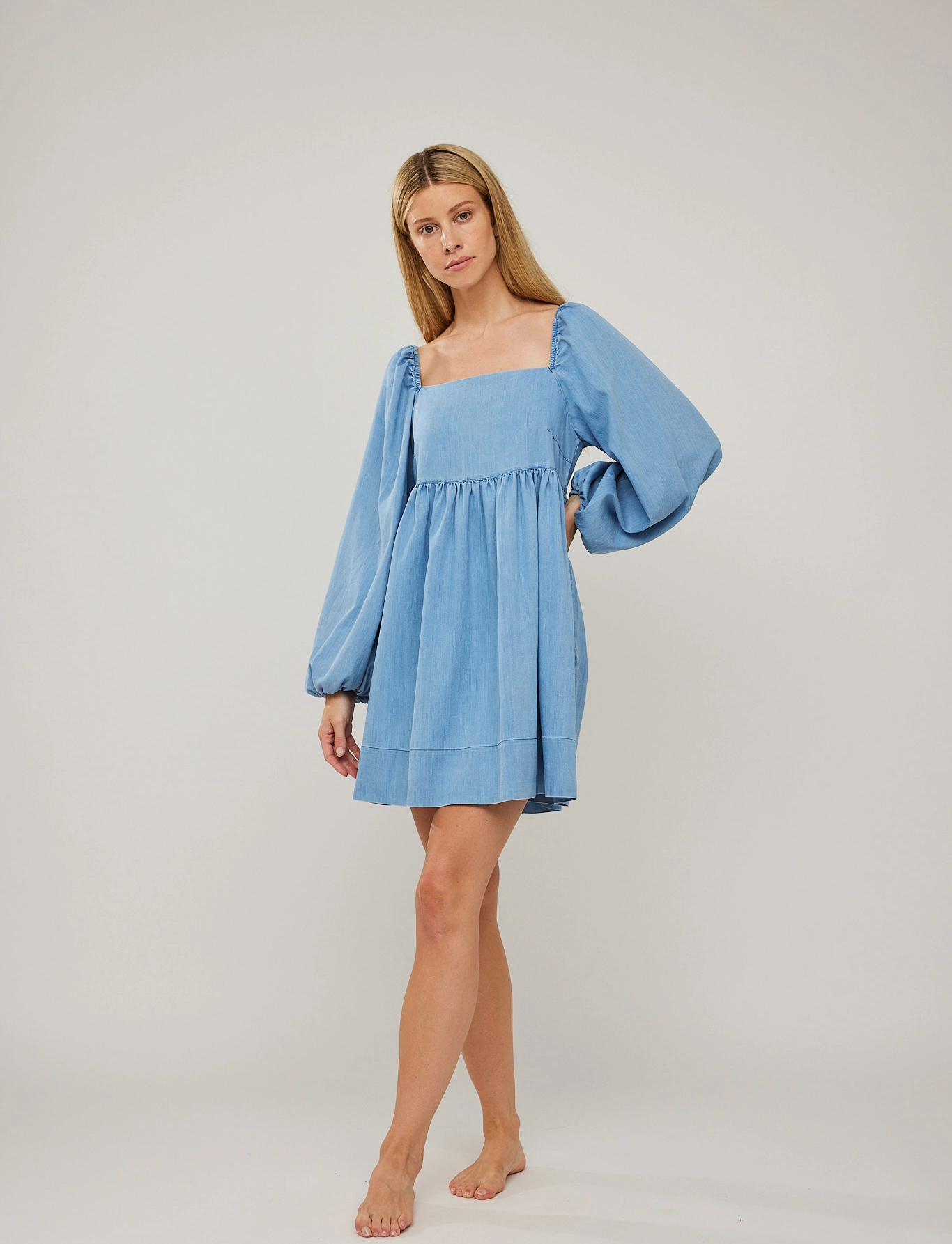 ella&il Alma linen dress - Jurken - DUSTY TEAL / blue