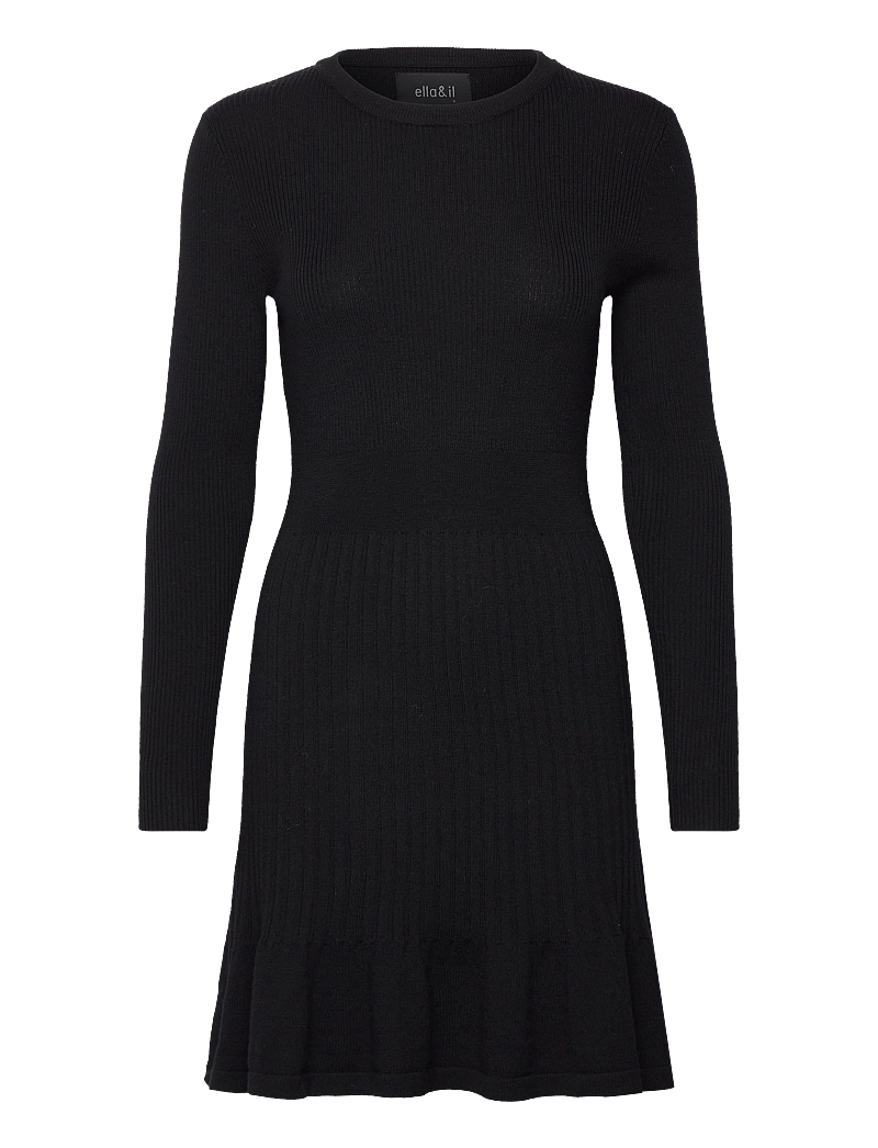 ella&il - Oline merino dress - kootud kleidid - black - 0
