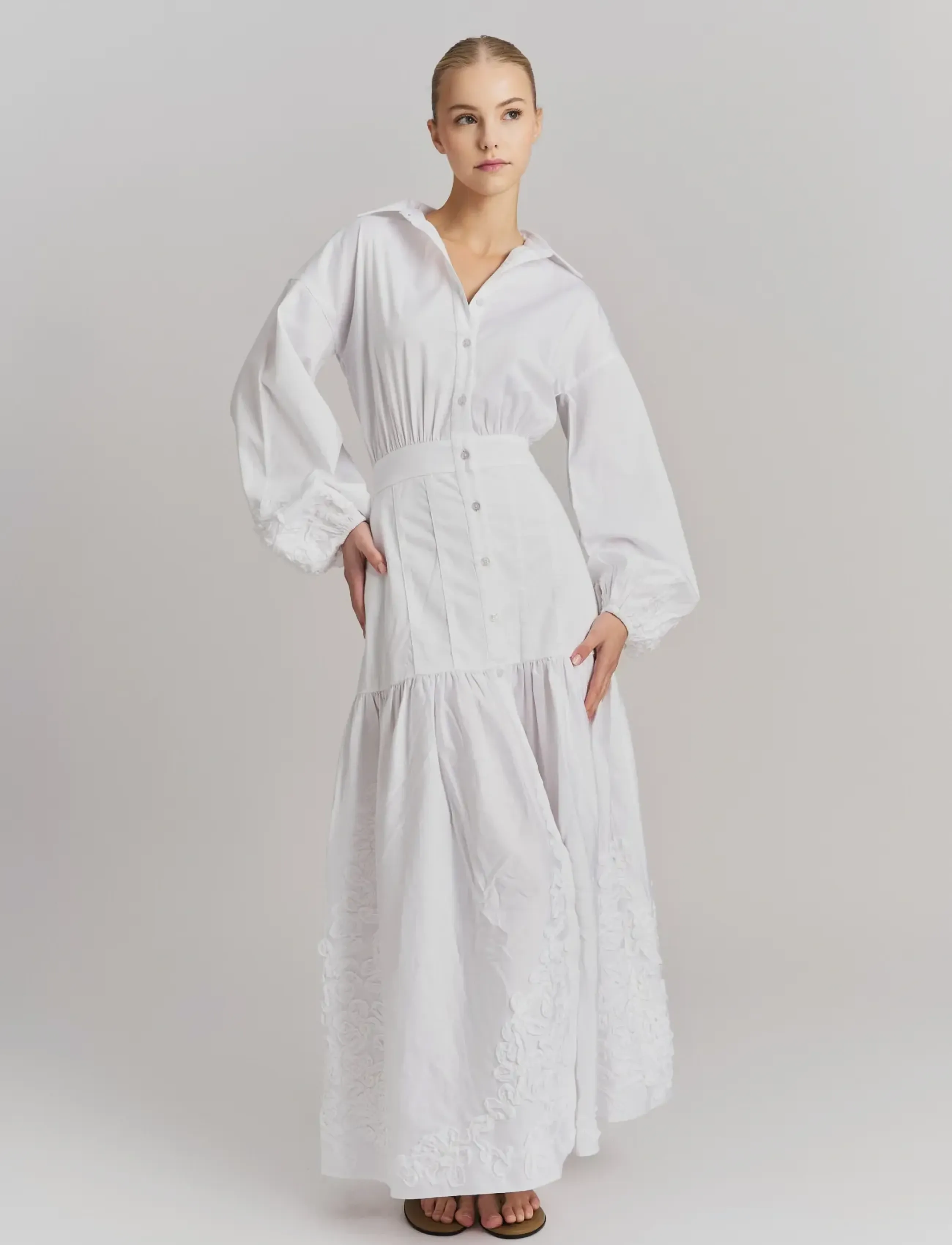 ella&il Penelope Embroidery Dress, S, White, Kjoler > Maxikjole, Dame