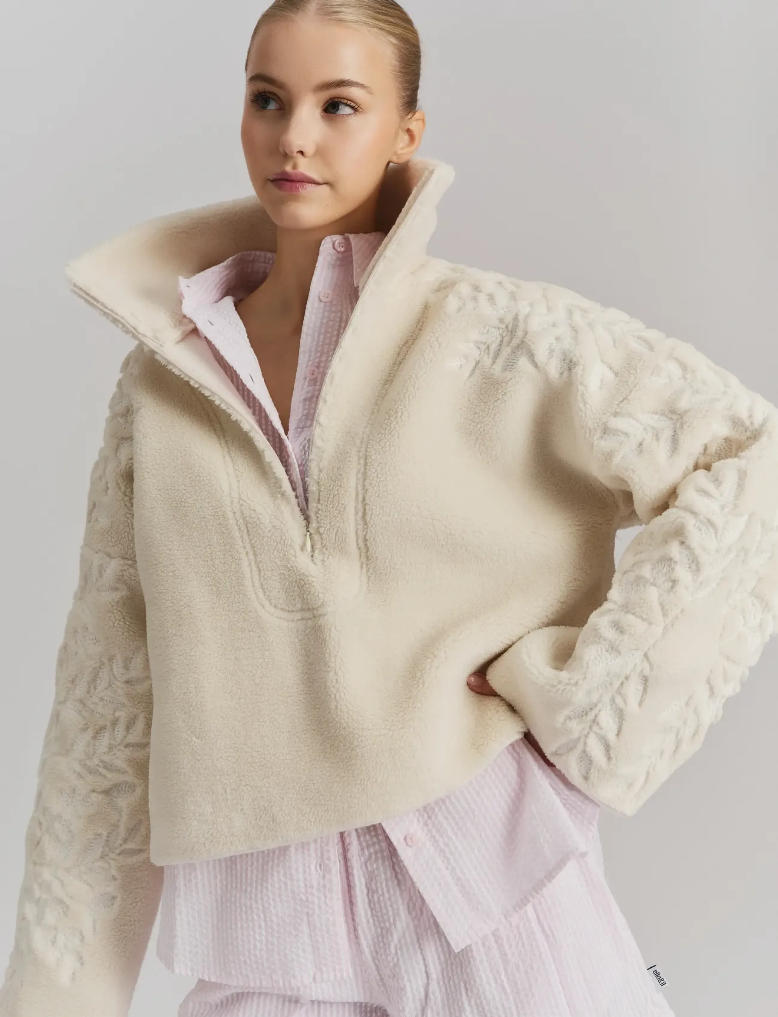 ella&il Enya Fleece Half Zip, Kvinder, Half Zip Fleece, Cream, Str: M