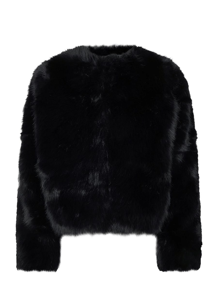 ella&il - Tora Fake Fur Jacket - faux fur jakker - black - 0