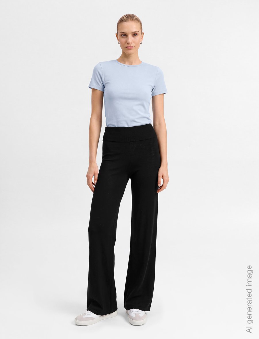 ella&il - Mubi Merino Pants - straight leg trousers - black - 0