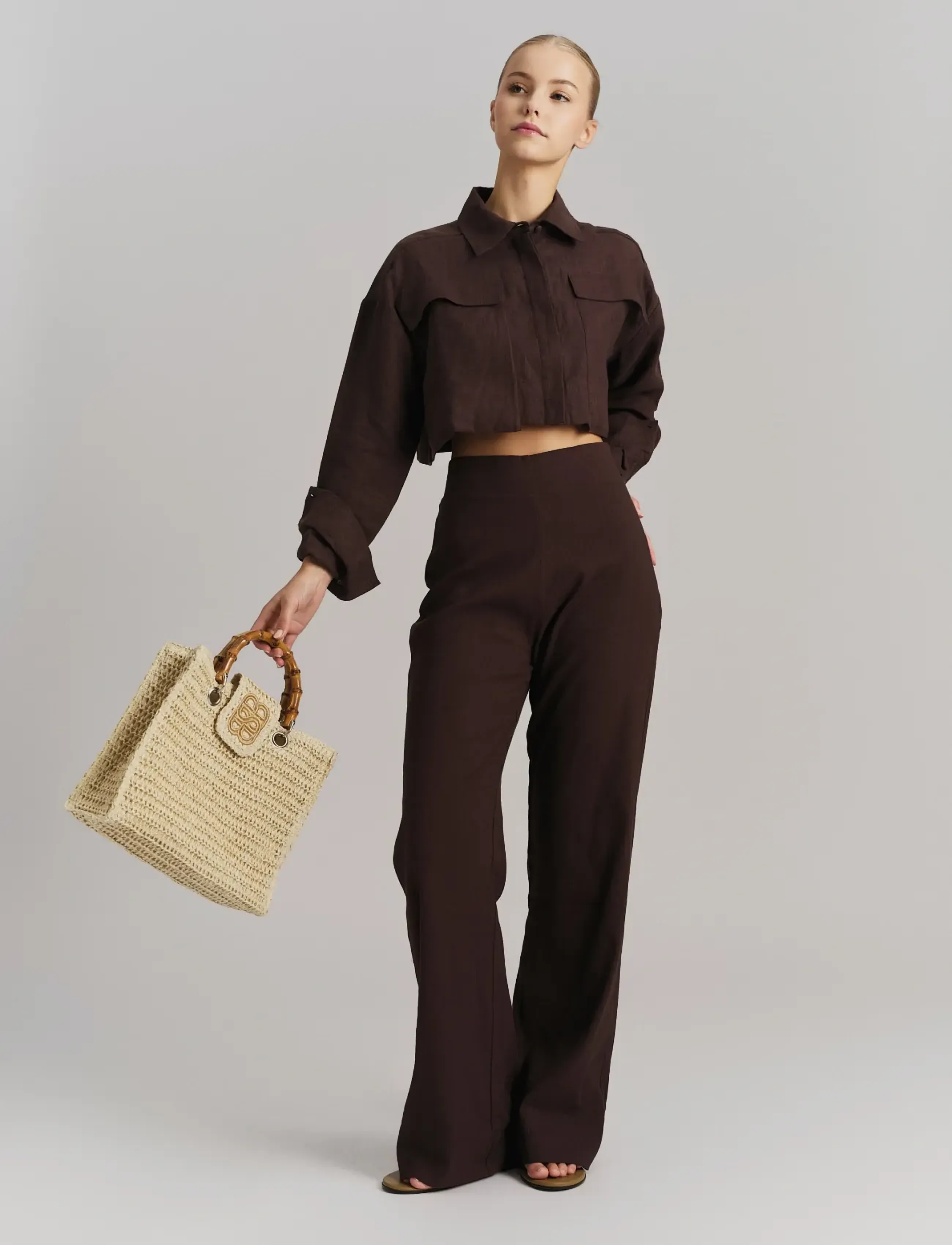 ella&il - Molly Stretch Linen Pants - leinenhosen - dark brown - 3
