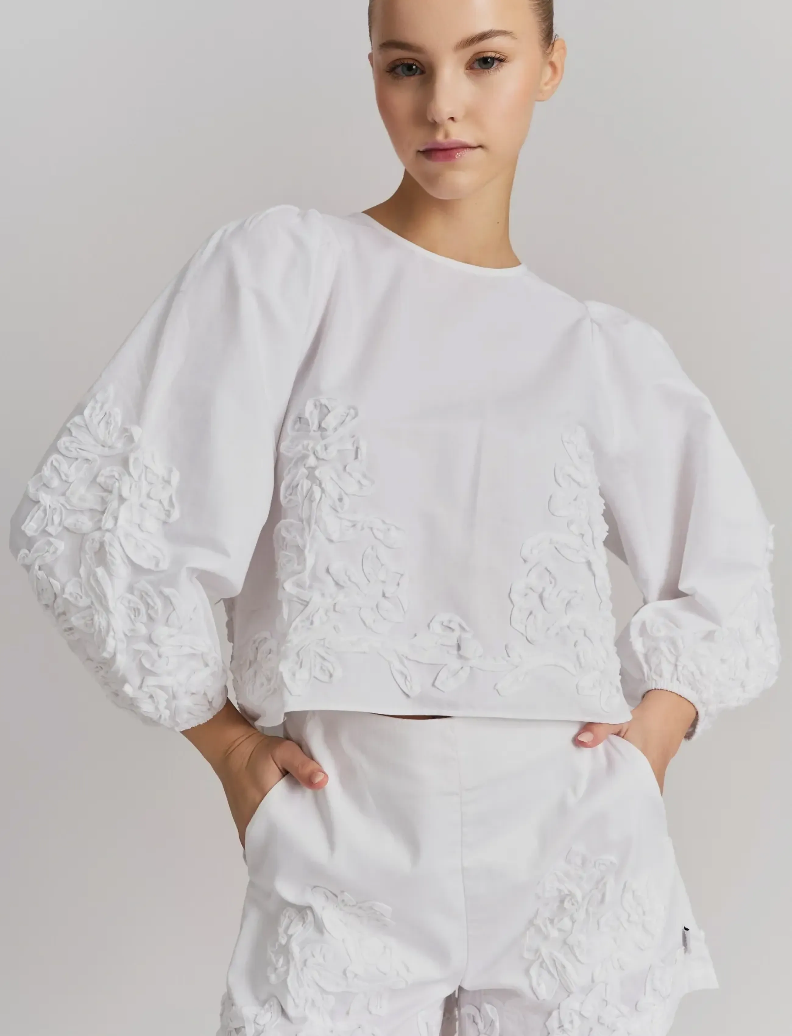 ella&il Vianna Embroidery Blouse, L, Blouses, Weiß - Long-sleeved, Frauen