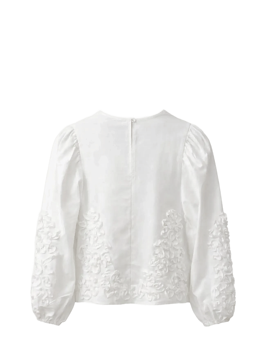 ella&il - Vianna Embroidery Blouse - pikkade varrukatega pluusid - white - 2