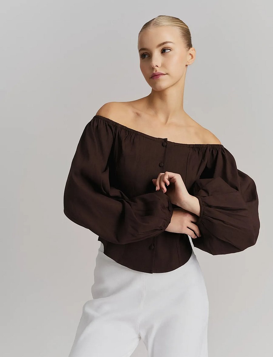ella&il - Luiza Linen Shirt - dark brown - 3
