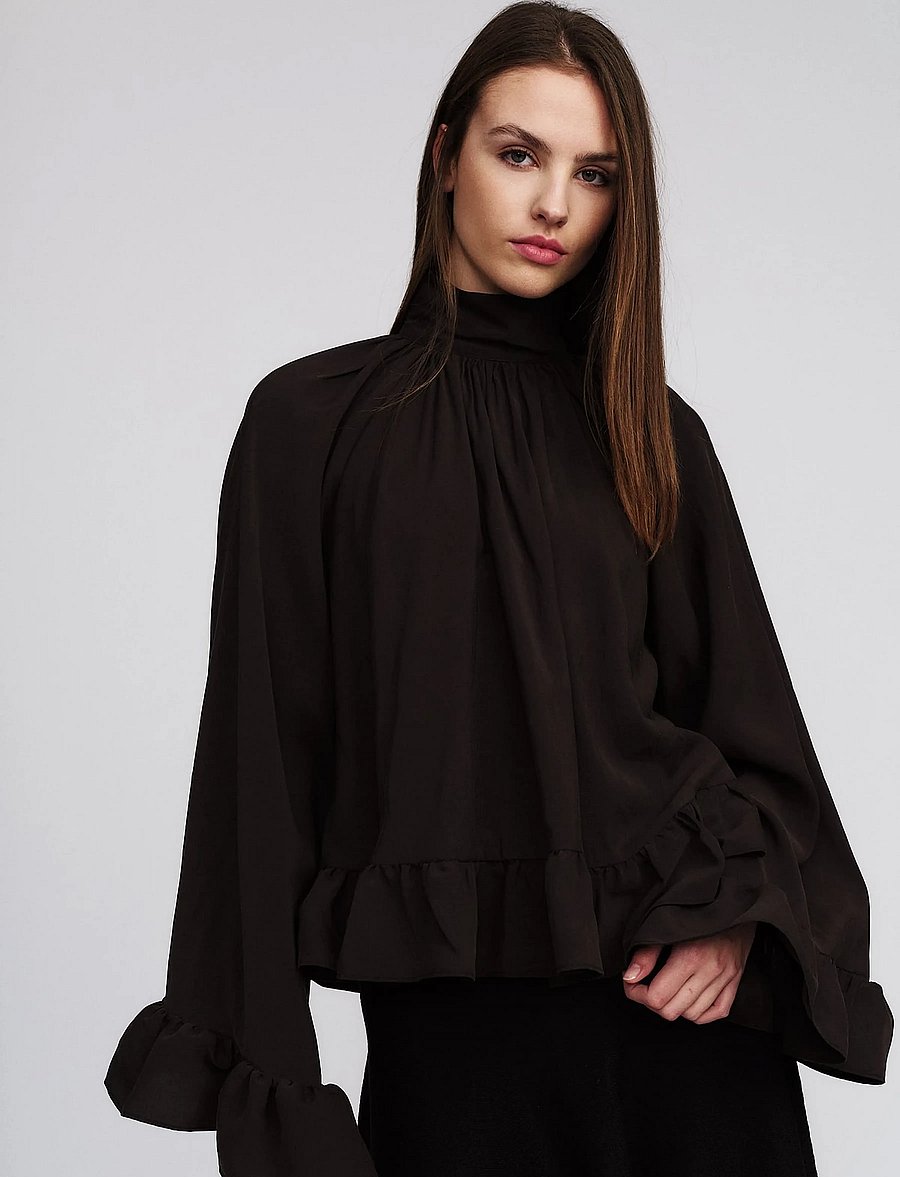 ella&il - Clara Blouse - langærmede bluser - brown - 0