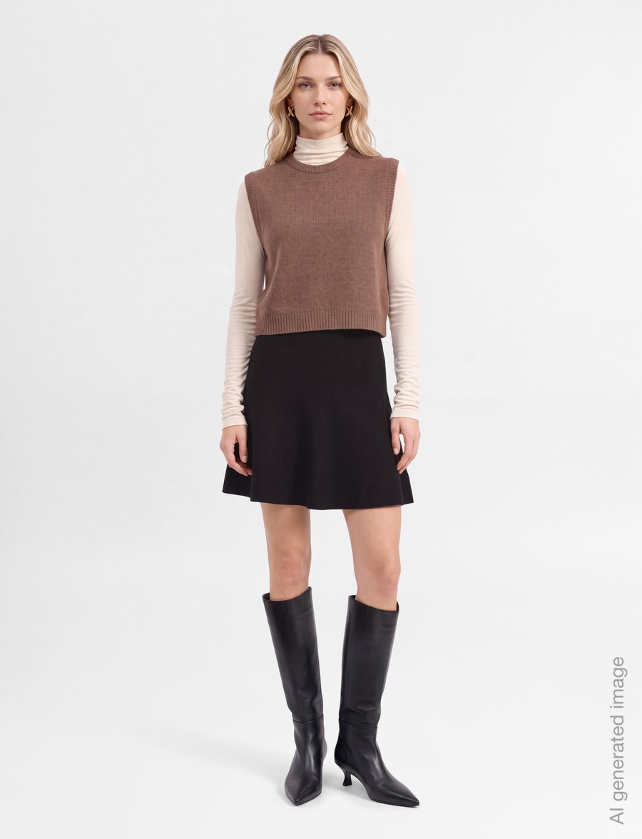 ella&il - Triny Merino Skirt - strikkede skjørt - dark brown - 0