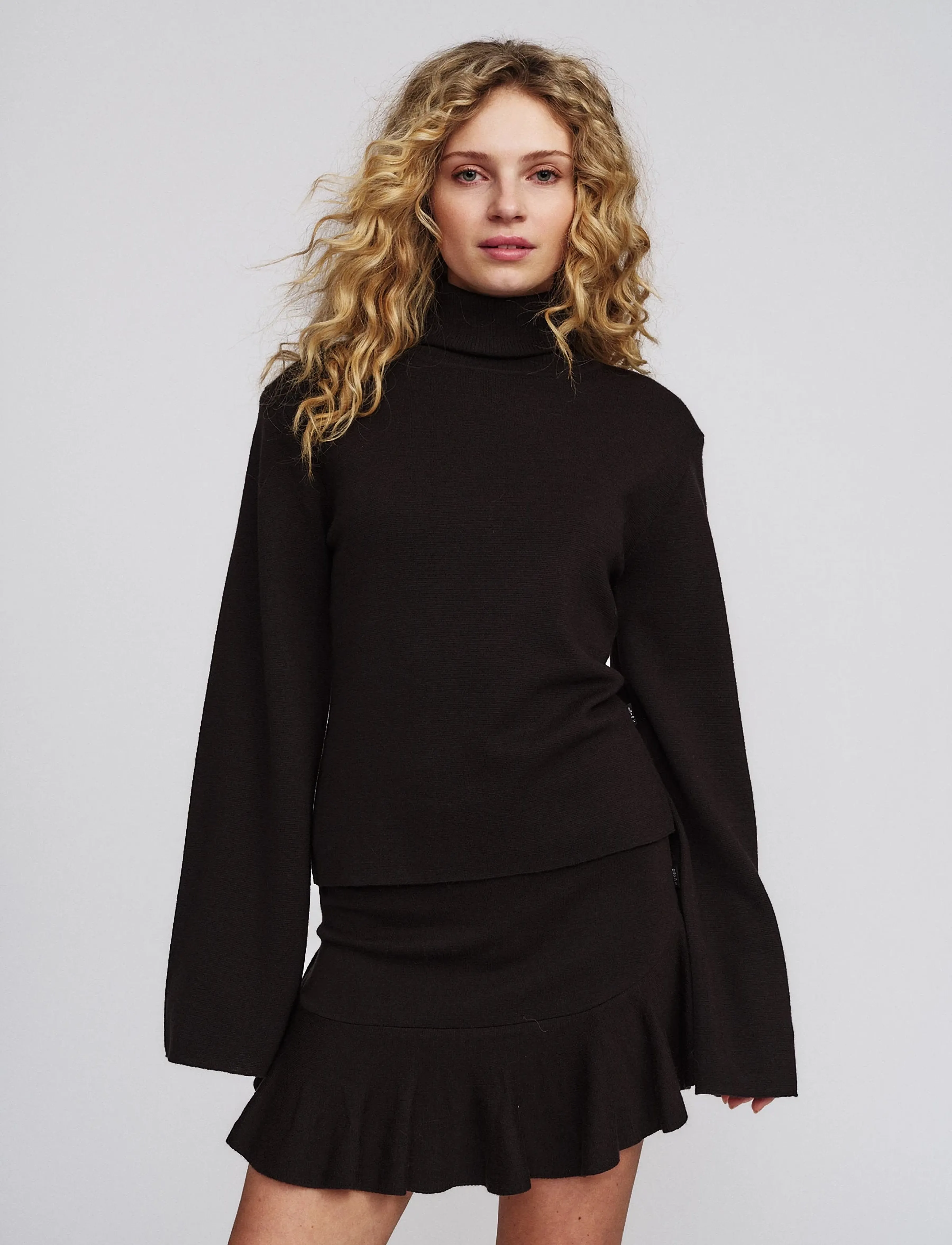 ella&il - Poneh Merino Sweater - rullekraver - dark brown - 0