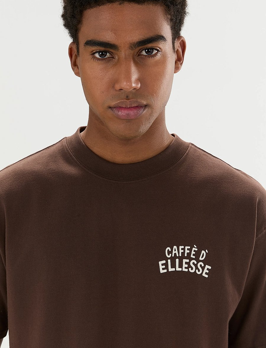 Ellesse - CAFFE TEE - kurzärmelige t-shirts - dark brown - 0