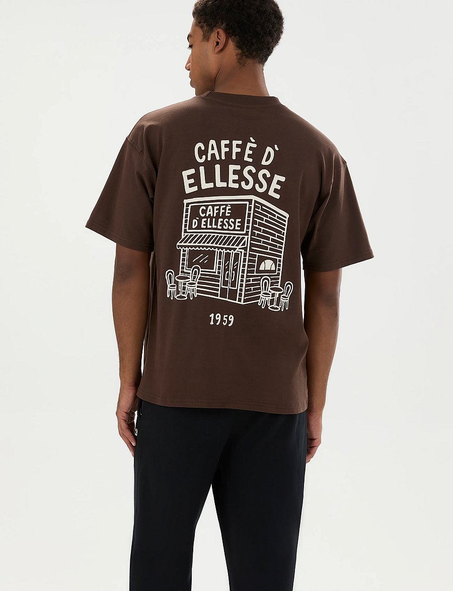 Ellesse - CAFFE TEE - kurzärmelige t-shirts - dark brown - 4