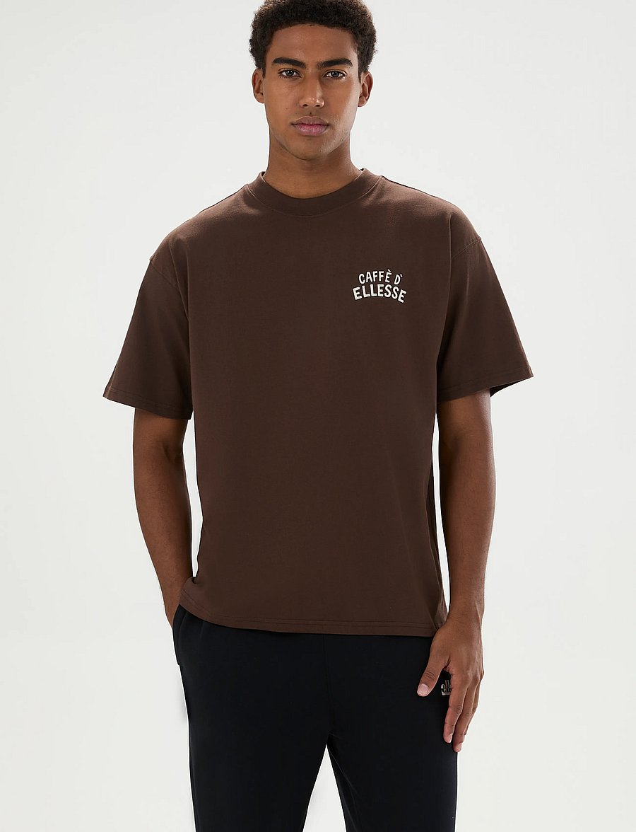 Ellesse - CAFFE TEE - kurzärmelige t-shirts - dark brown - 3