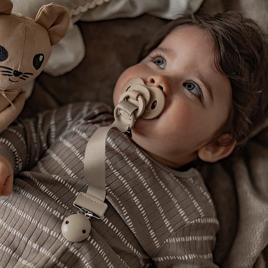 Elodie Details - Pacifier Clip Wood - Pure Khaki - schnullerband - pure khaki - 0