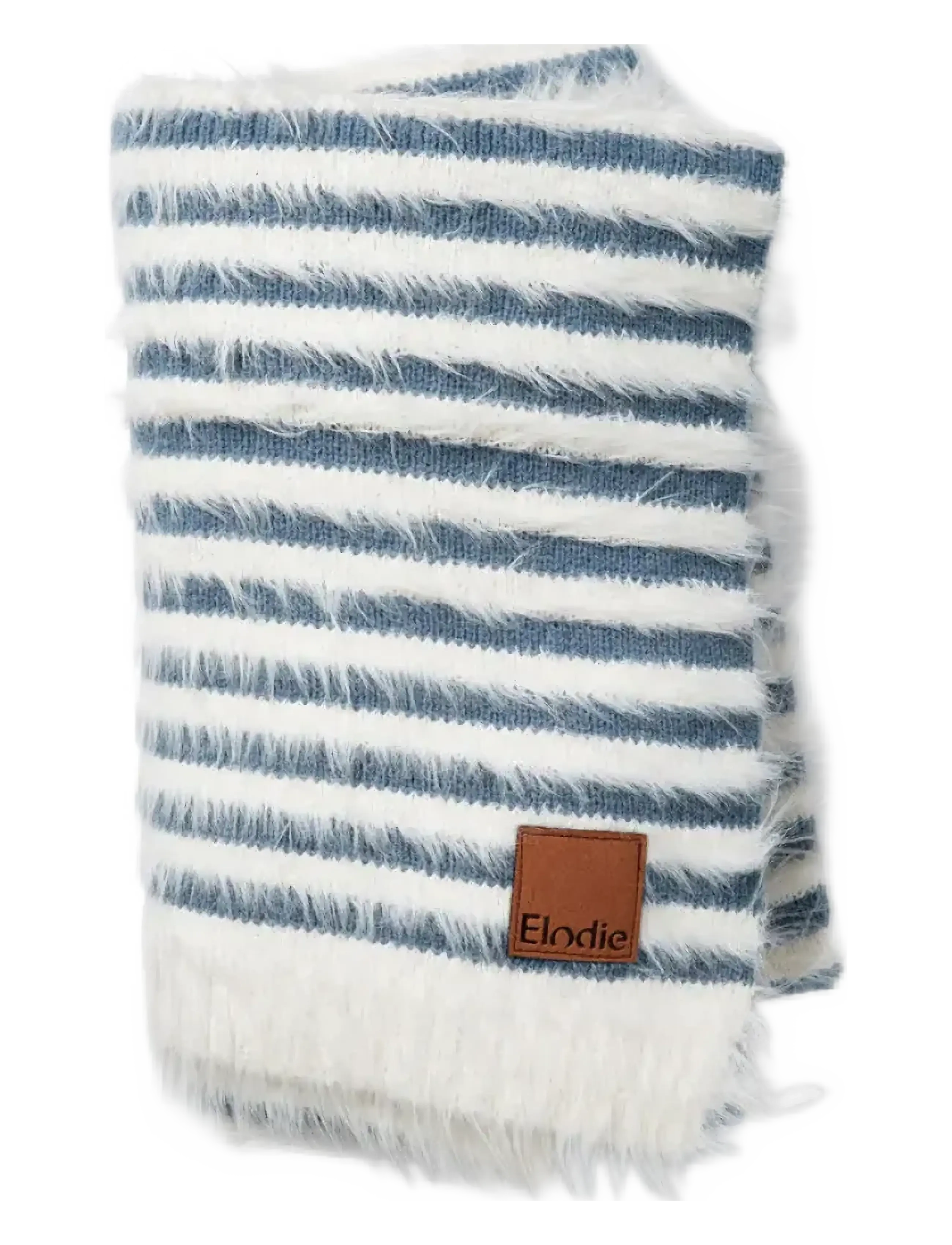 Elodie Details Furry Knit Blanket Berry Blue, Stribet Strikket Tæppe, Blå, Str: ONE SIZE