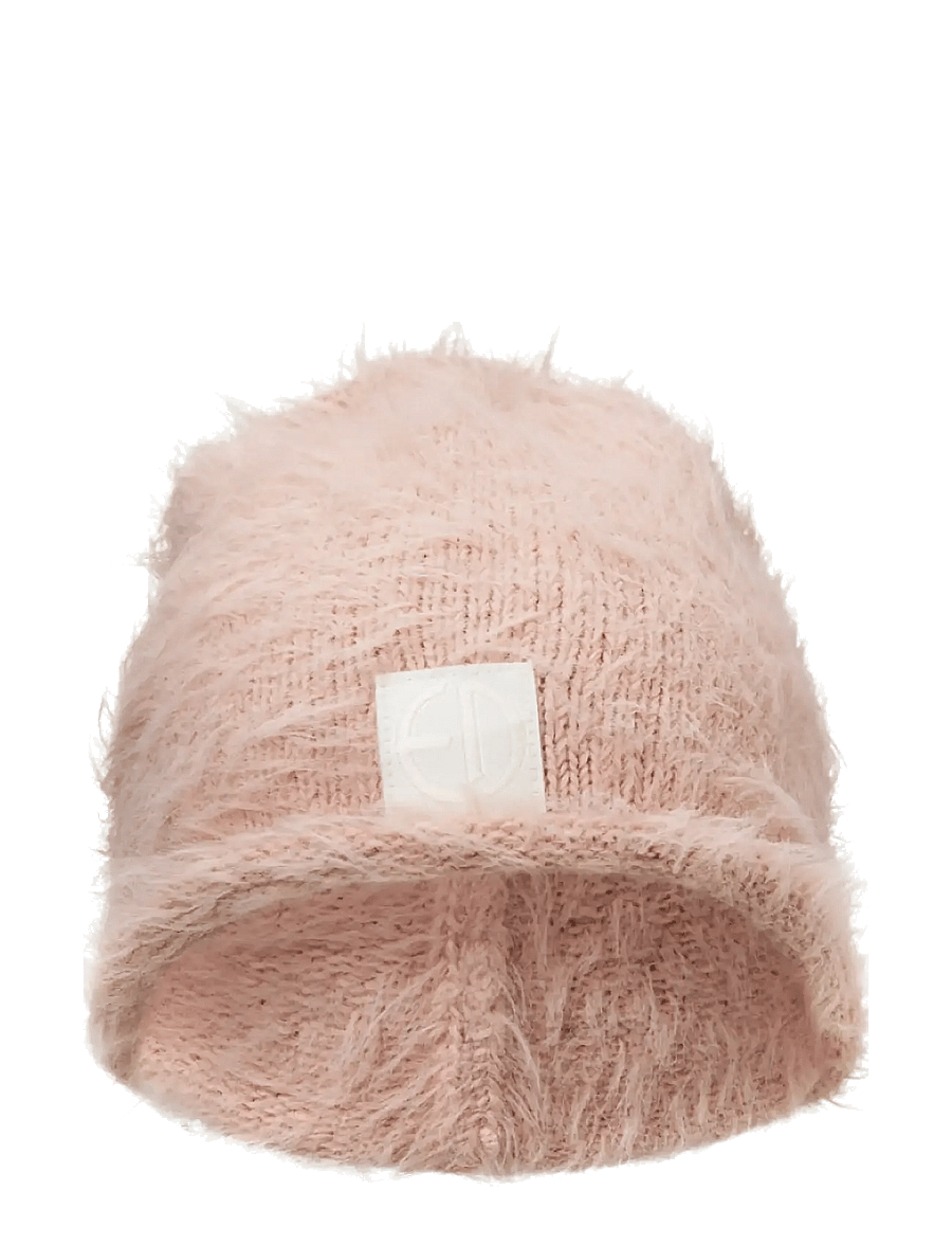 Elodie Details - Furry Knit Beanie - Powder Pink - kootud mütsid - powder pink - 1