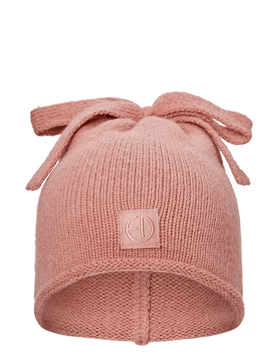 Elodie Details - Furry Knit Beanie Rosy Bow 2-3yr - beanies - rosy bow - 1