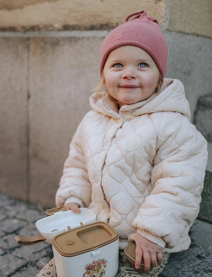 Elodie Details - Furry Knit Beanie Rosy Bow 2-3yr - beanies - rosy bow - 0
