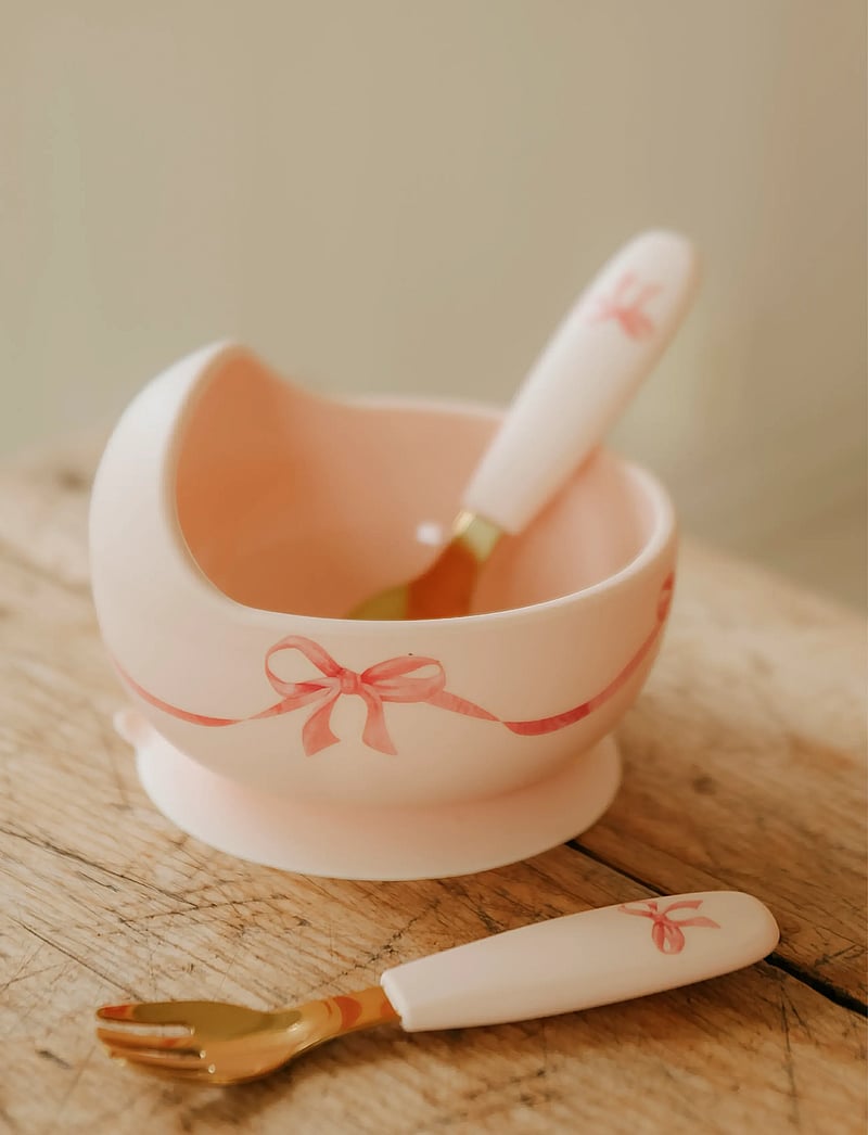 Elodie Details - Silicone Bowl Set Rosy Bow - Õhtusöögikomplektid - rosy bow - 0