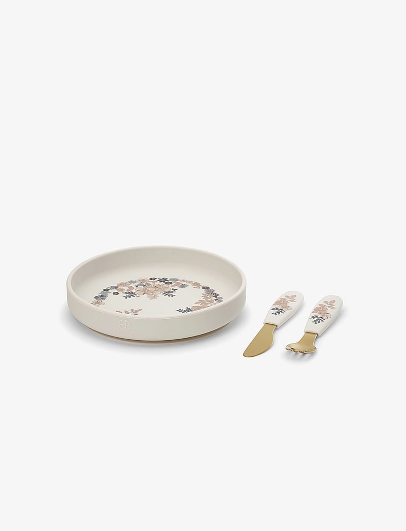 Elodie Details - Silicone Plate Set - Blue Garden Light - zestawy obiadowe - blue garden light - 0