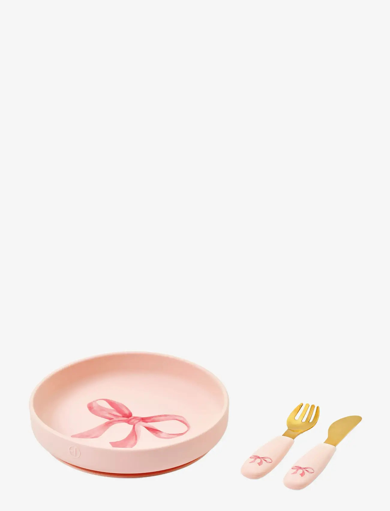 Elodie Details - Silicone Plate Set Rosy Bow - Õhtusöögikomplektid - rosy bow - 1